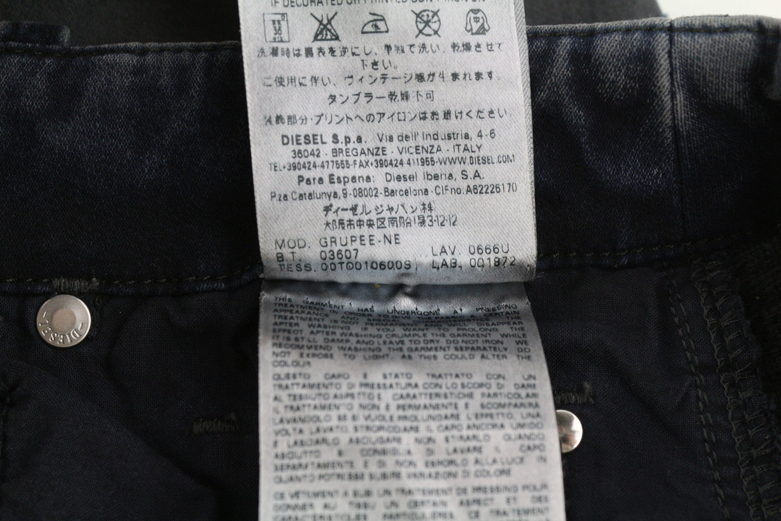 DIESEL Grupee-Ne 0666U Women Jeans W23 Jogg Denim Sweat Skinny Fit Washed Dark