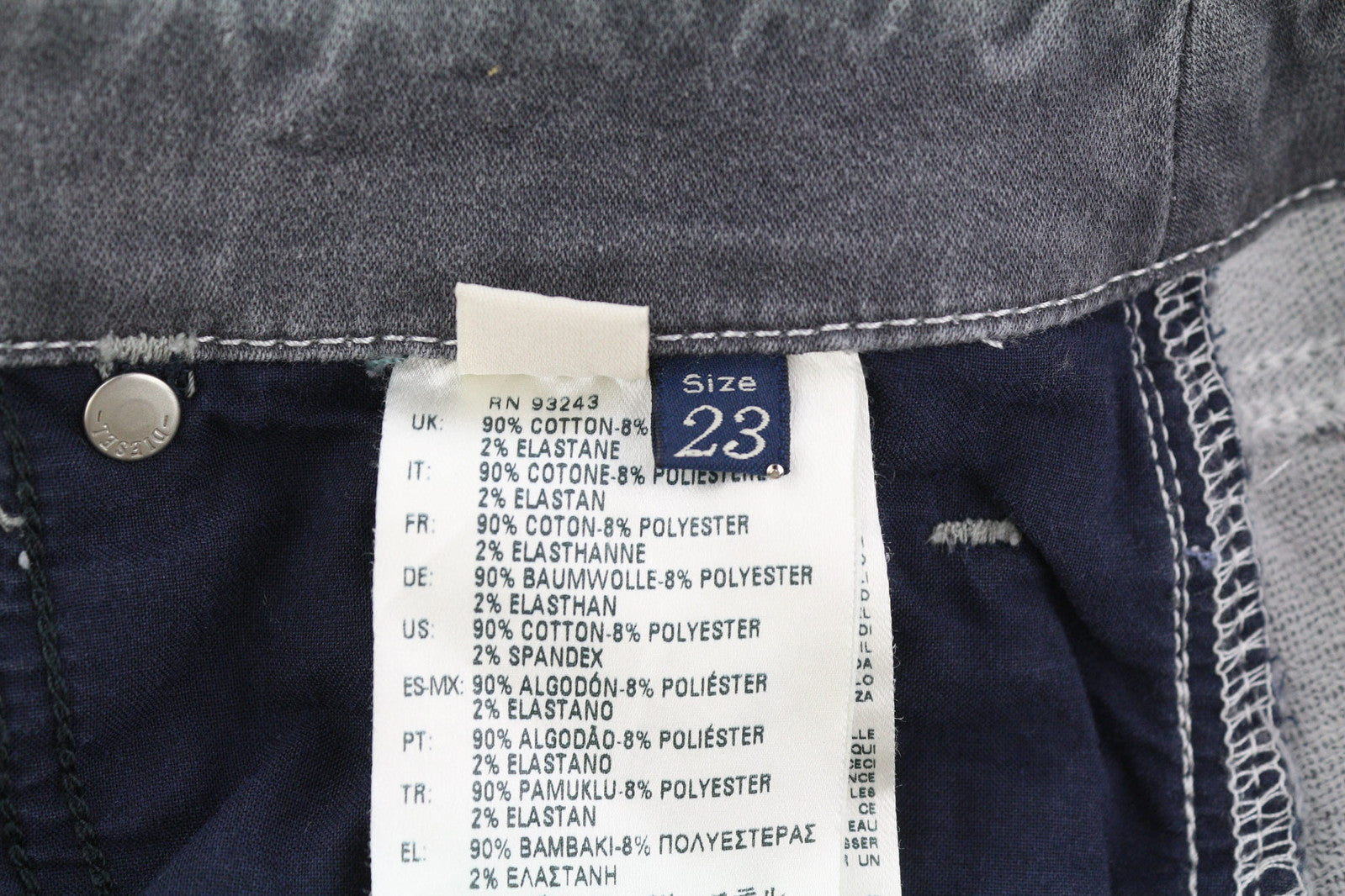 DIESEL Grupee-Ne 0830Q Women Jeans W23 Jogg Denim Sweat Skinny Fit Washed Grey