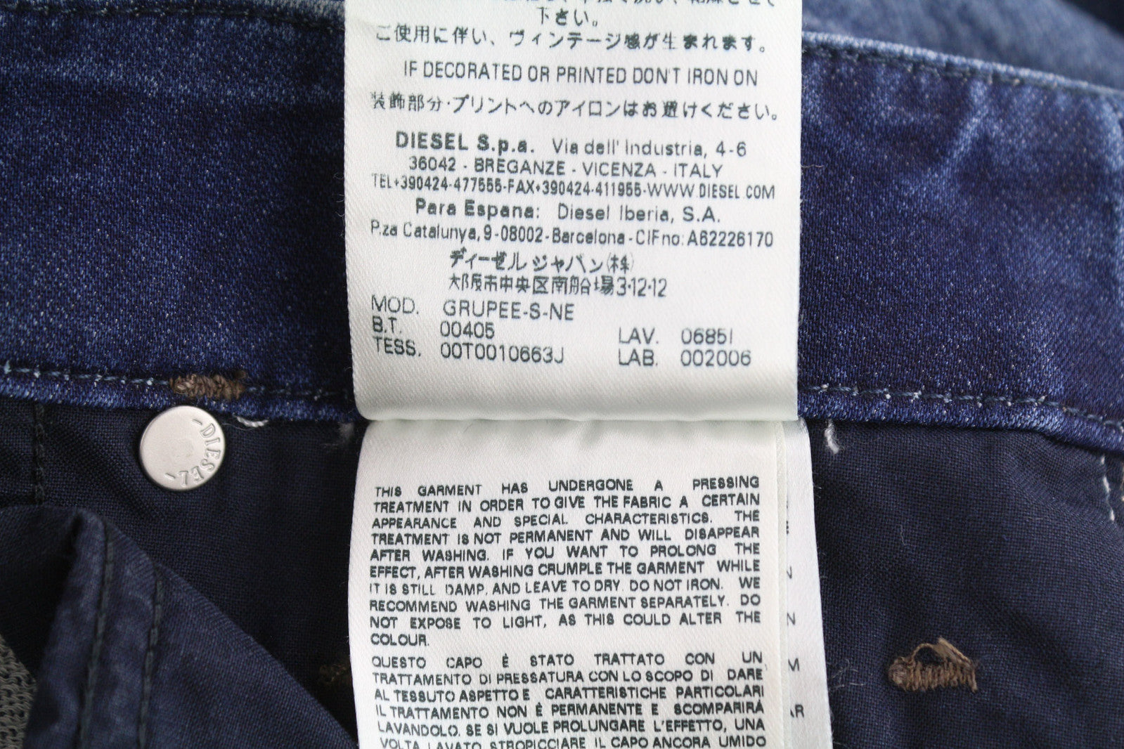 DIESEL Grupee-S-Ne 0685I Women Jeans W23 Jogg Washed Ripped Skinny Fit Blue