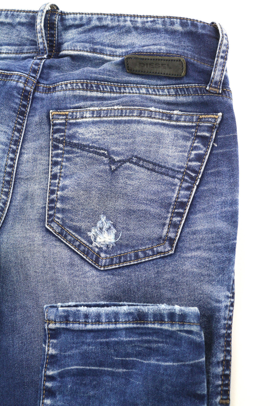 DIESEL Grupee-S-Ne 0685I Women Jeans W23 Jogg Washed Ripped Skinny Fit Blue