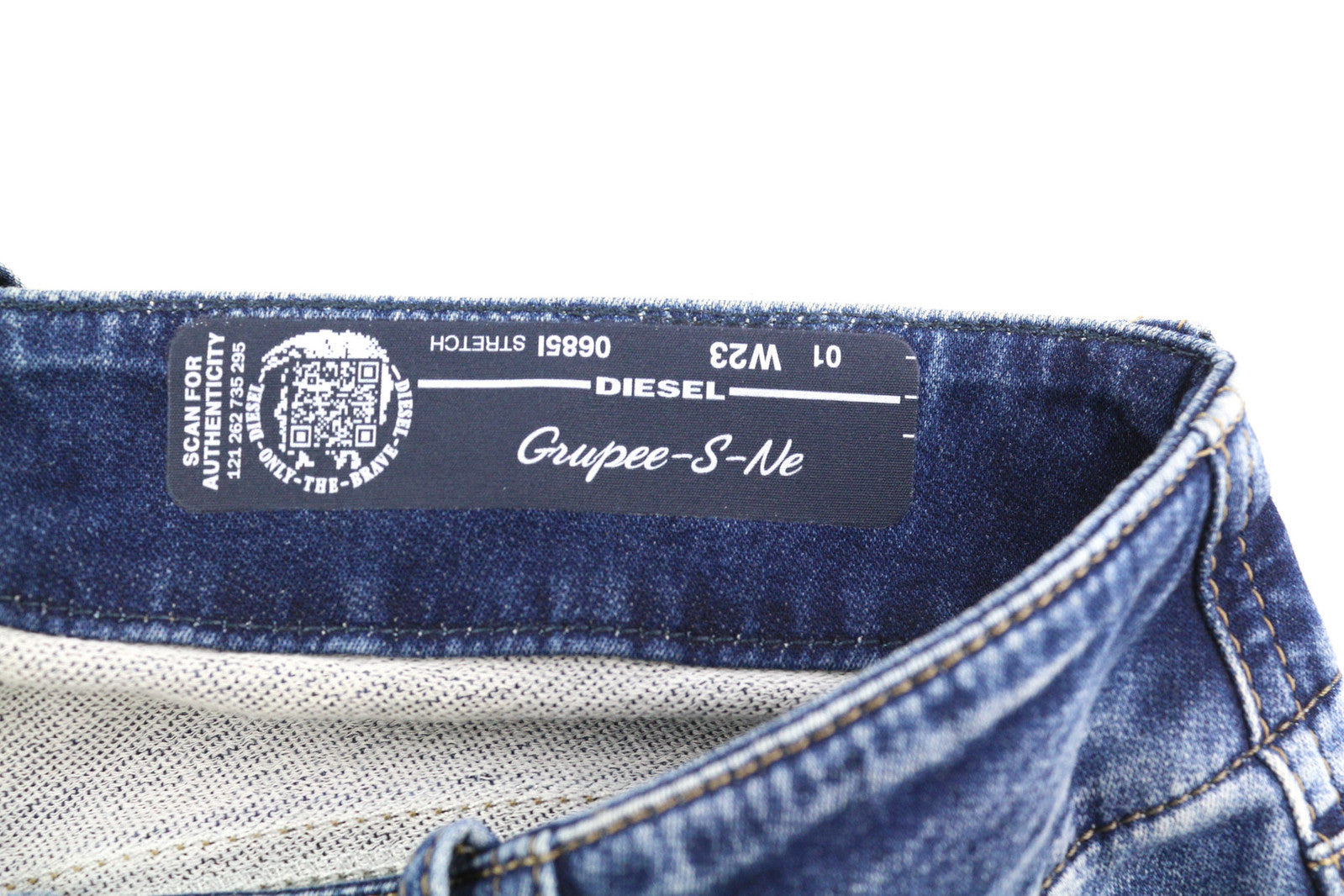 DIESEL Grupee-S-Ne 0685I Women Jeans W23 Jogg Washed Ripped Skinny Fit Blue