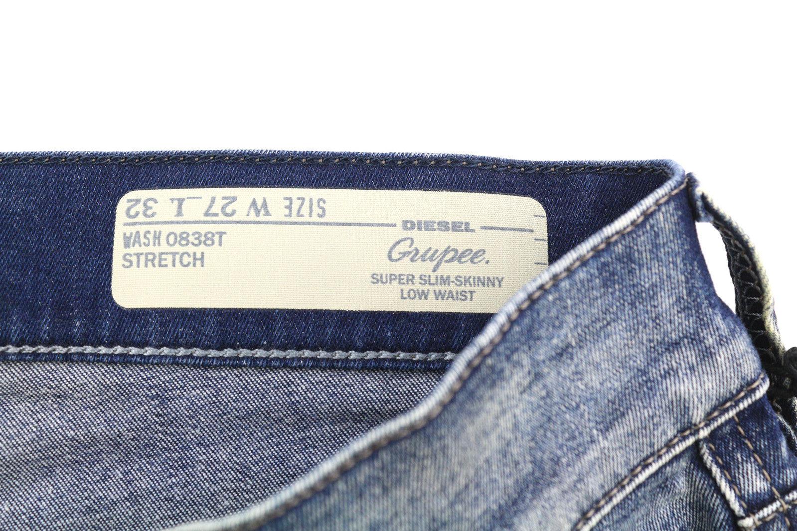 DIESEL Grupee 0838T Women Jeans W27/L32 Super Slim Skinny Low Waist Stretch