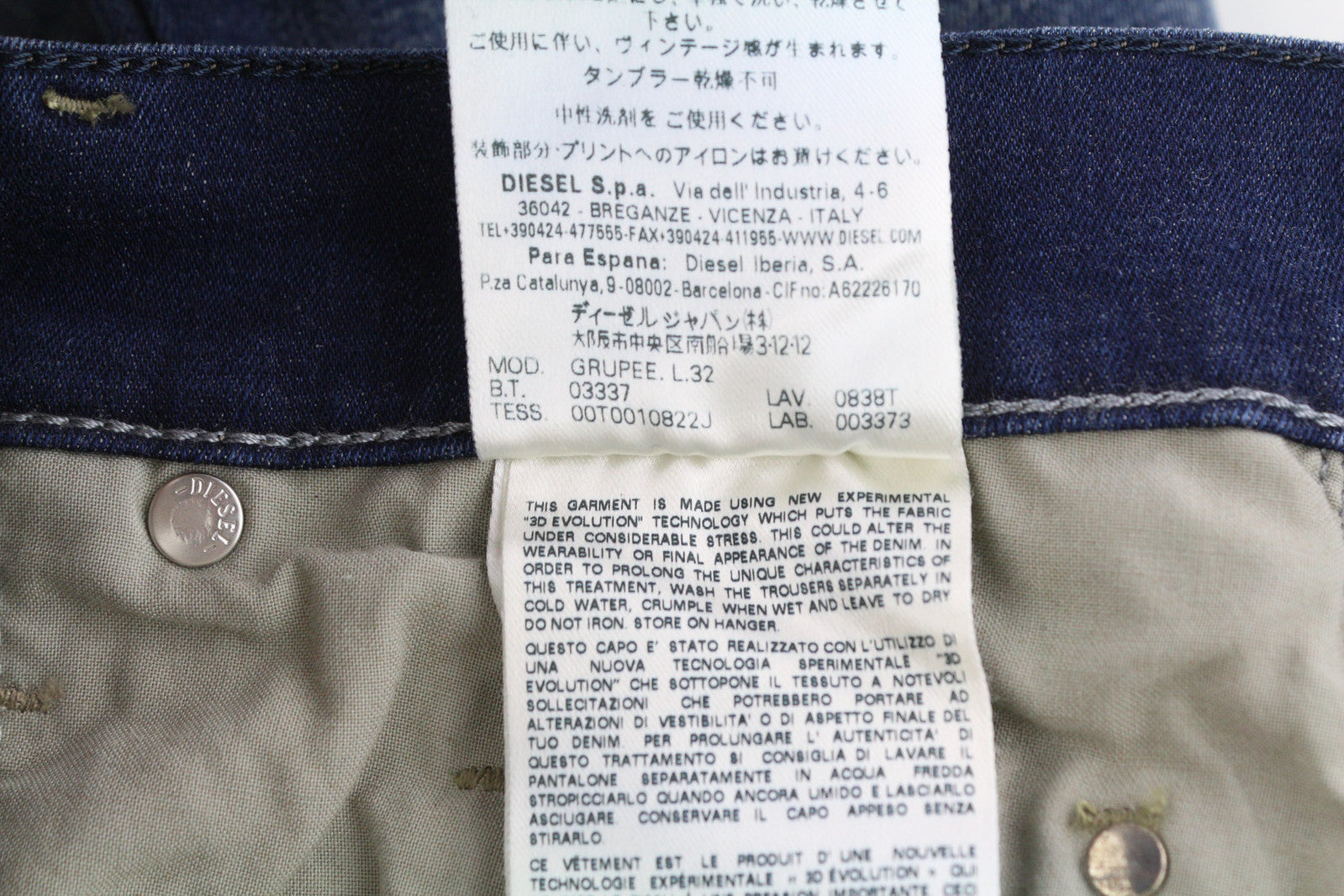 DIESEL Grupee 0838T Women Jeans W27/L32 Super Slim Skinny Low Waist Stretch