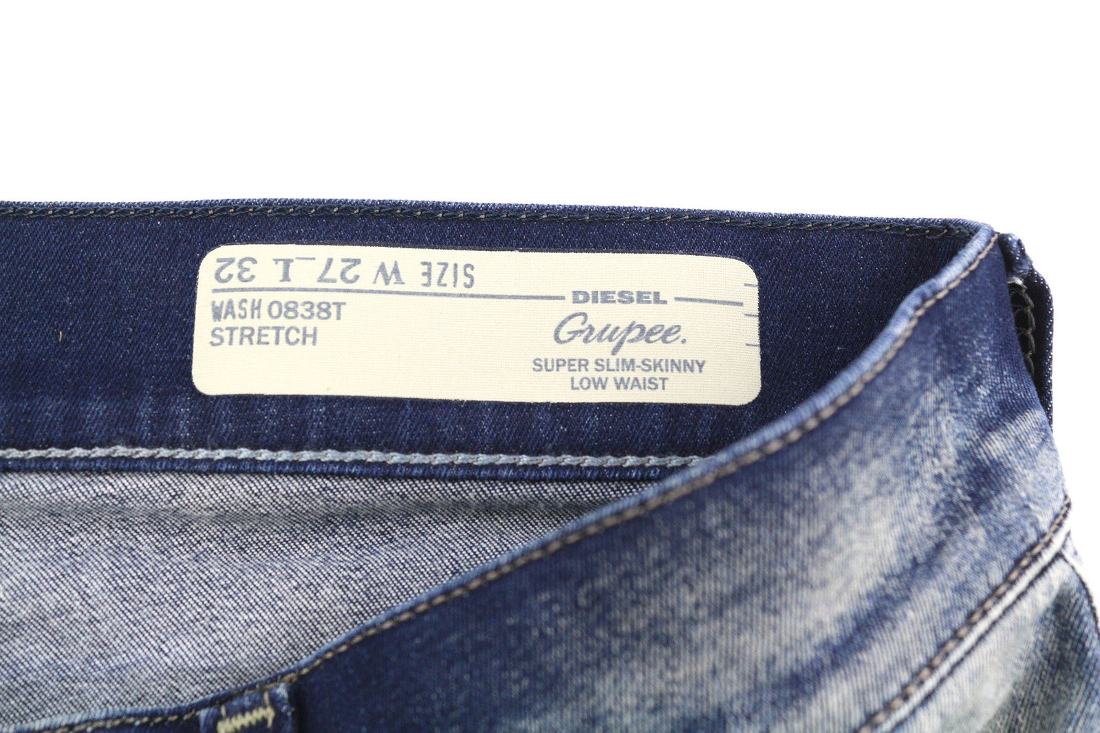 DIESEL Grupee 0838T Women Jeans W27/L32 Super Slim Skinny Low Waist Stretch
