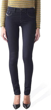 DIESEL Livier 0881B moteriškos džinsinės kelnės W25 itin plonos, tamsiai mėlynos, žemu juosmeniu 