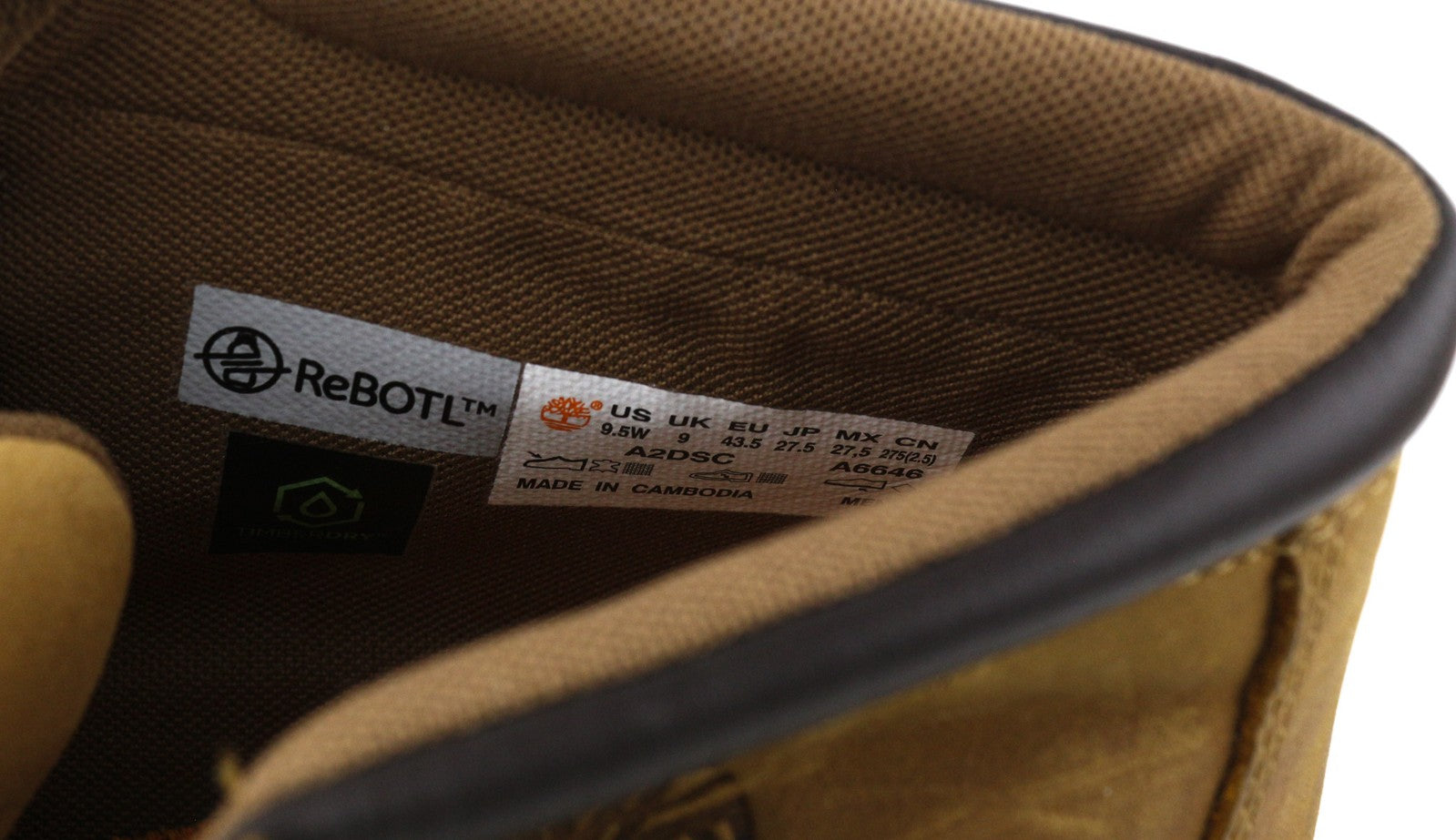 TIMBERLAND A2DSC vyriški batai, 43,5/44,5 cm, rudi, sendinto stiliaus, vandeniui atsparūs, medienos džiovinimo efektai.