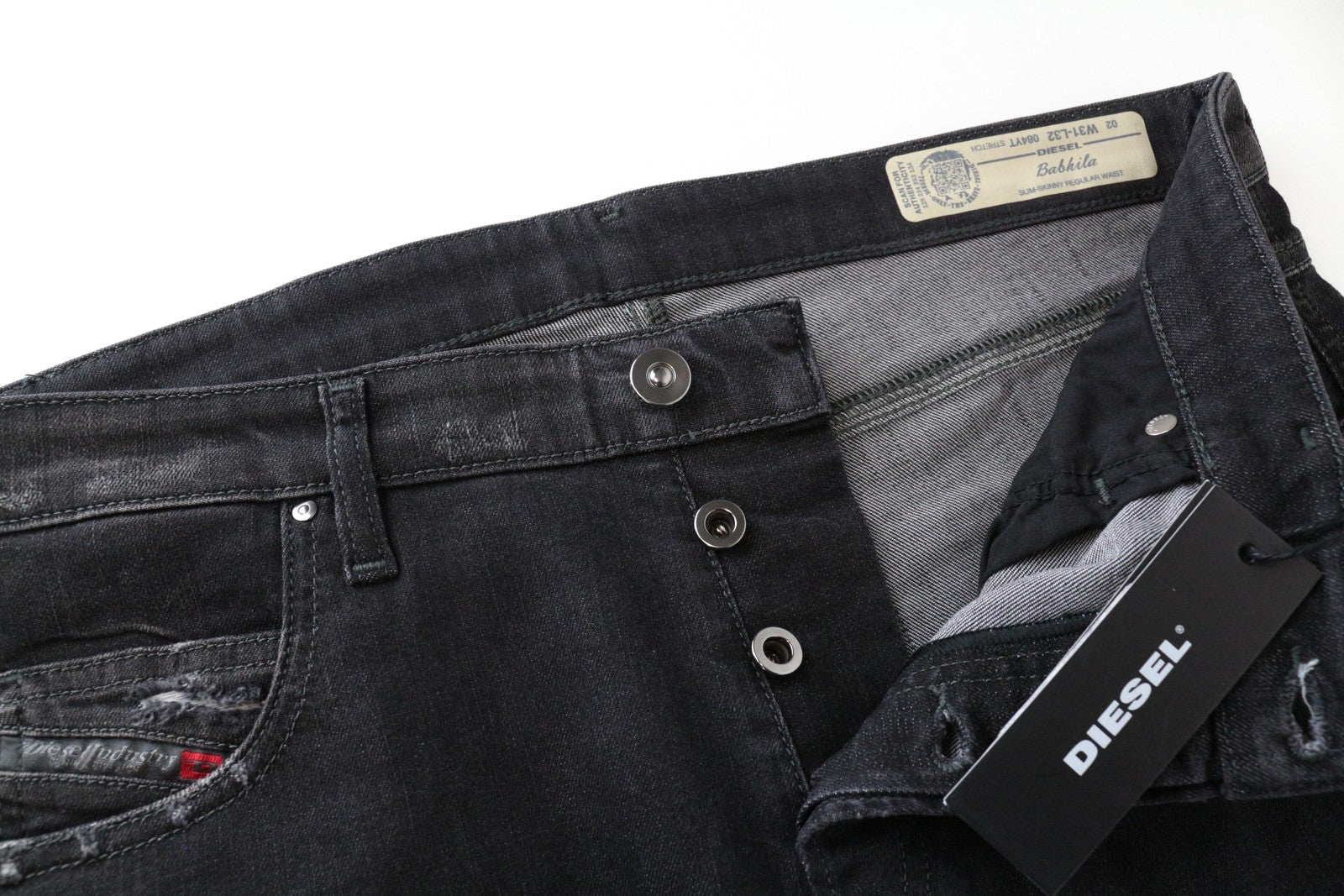 DIESEL Babhila 084YT moteriški aptempti džinsai W31/L32, pilki, tamprūs, aptempti 