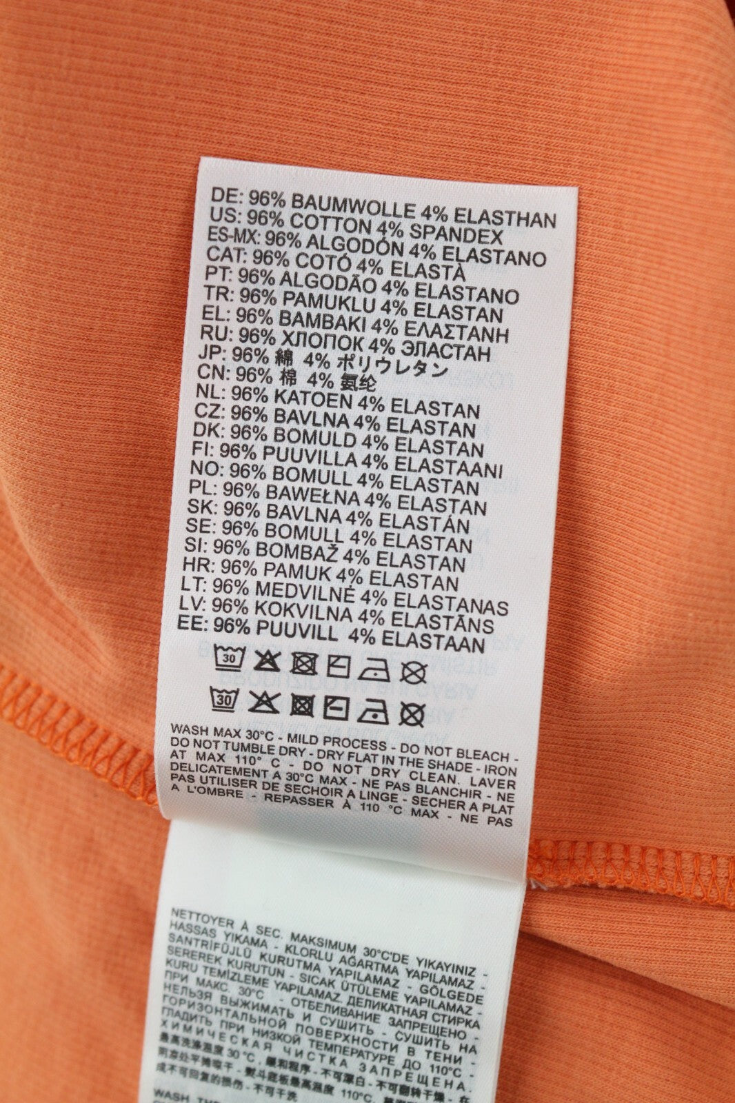 DIESEL T-Ballet-D moteriški marškinėliai S dydžio, oranžiniai, ilgomis rankovėmis, apvalios iškirptės, tamprūs, RRP 100 € 