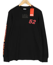 DIESEL T-Just-LS-C3 vyriškas džemperis L, juodas, megztinis apvalia kaklo iškirpte, ilgomis rankovėmis, logotipas 