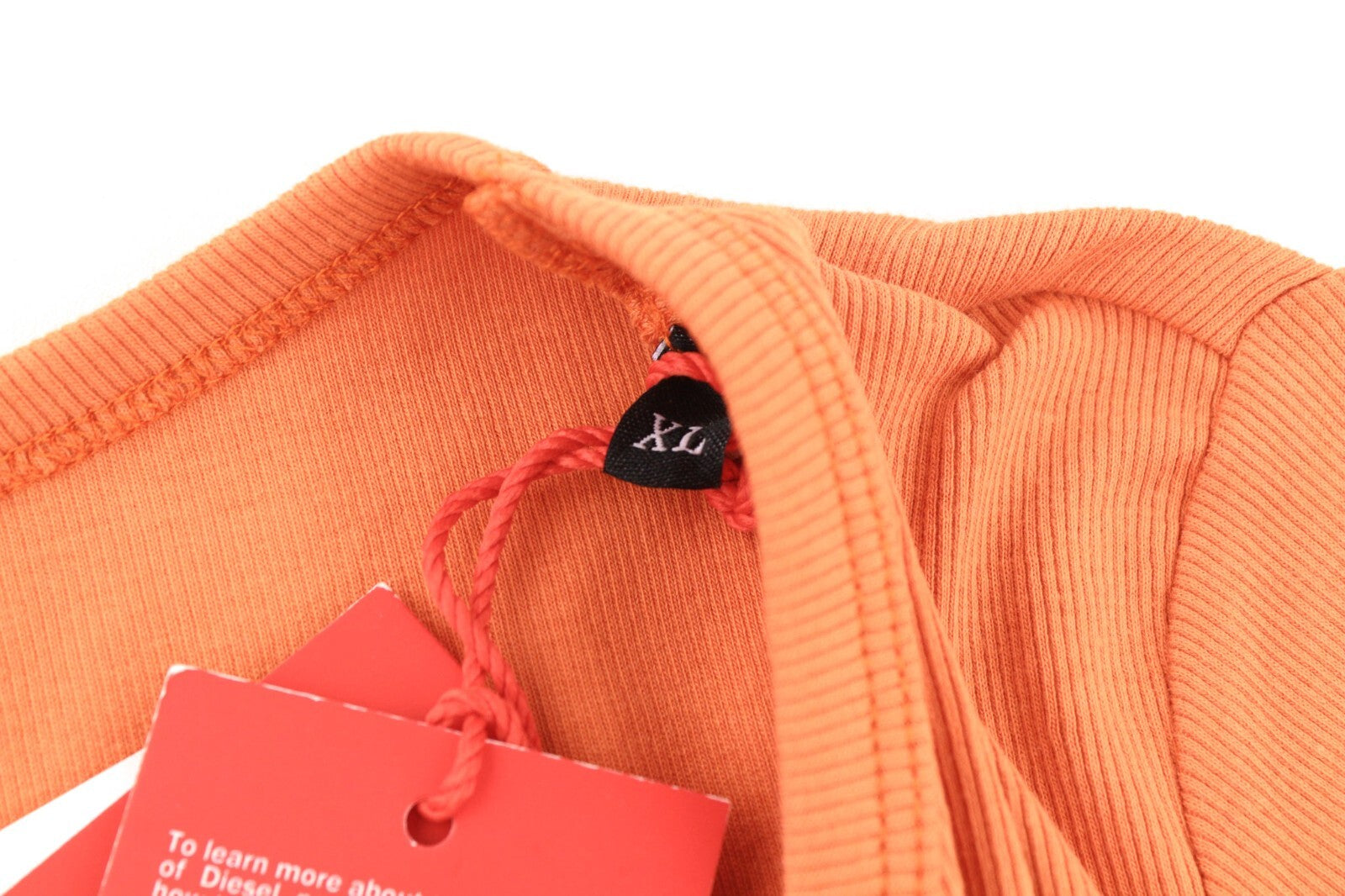 DIESEL T-Ballet-D moteriški marškinėliai, XL dydžio, oranžiniai, ilgomis rankovėmis, apvalios iškirptės, tamprūs, RRP 100 € 
