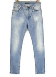 NUDIE High Kai Men Jeans W29/L32 Light Bleached Indigo Blue Washed Zip Fly Logo