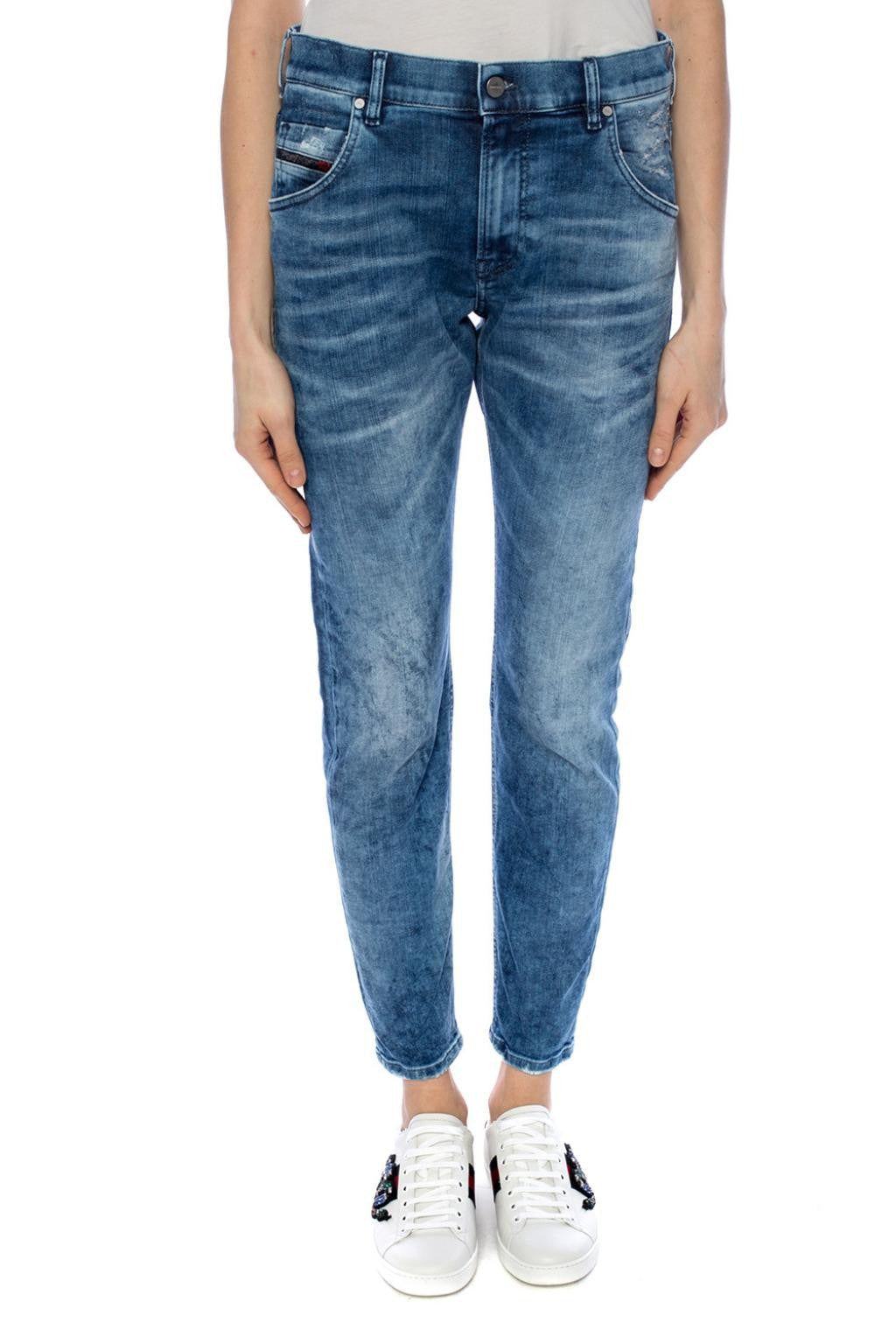 DIESEL Krailey-BT 080AS W25 mėlyni Jogg Sweat Boyfriend Fit moteriški džinsai 