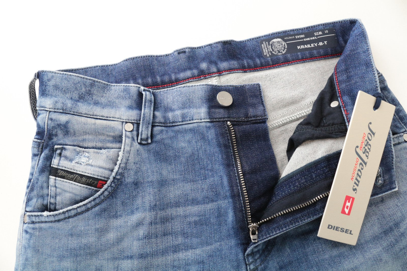 DIESEL Krailey-BT 080AS W25 mėlyni Jogg Sweat Boyfriend Fit moteriški džinsai 
