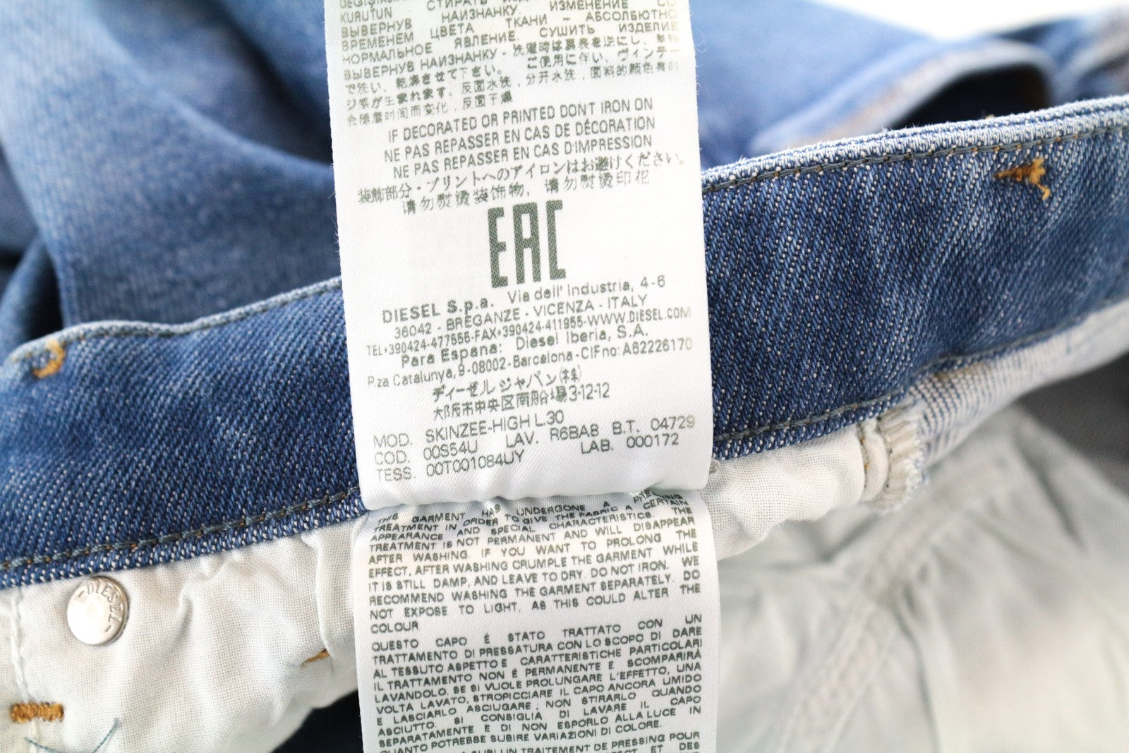 DIESEL Skinzee-High R6BA8 W25/L30 Slim Stretch Skinny moteriški džinsai mėlyni 