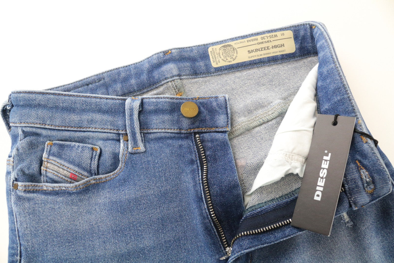 DIESEL Skinzee-High R6BA8 W25/L30 Slim Stretch Skinny moteriški džinsai mėlyni 