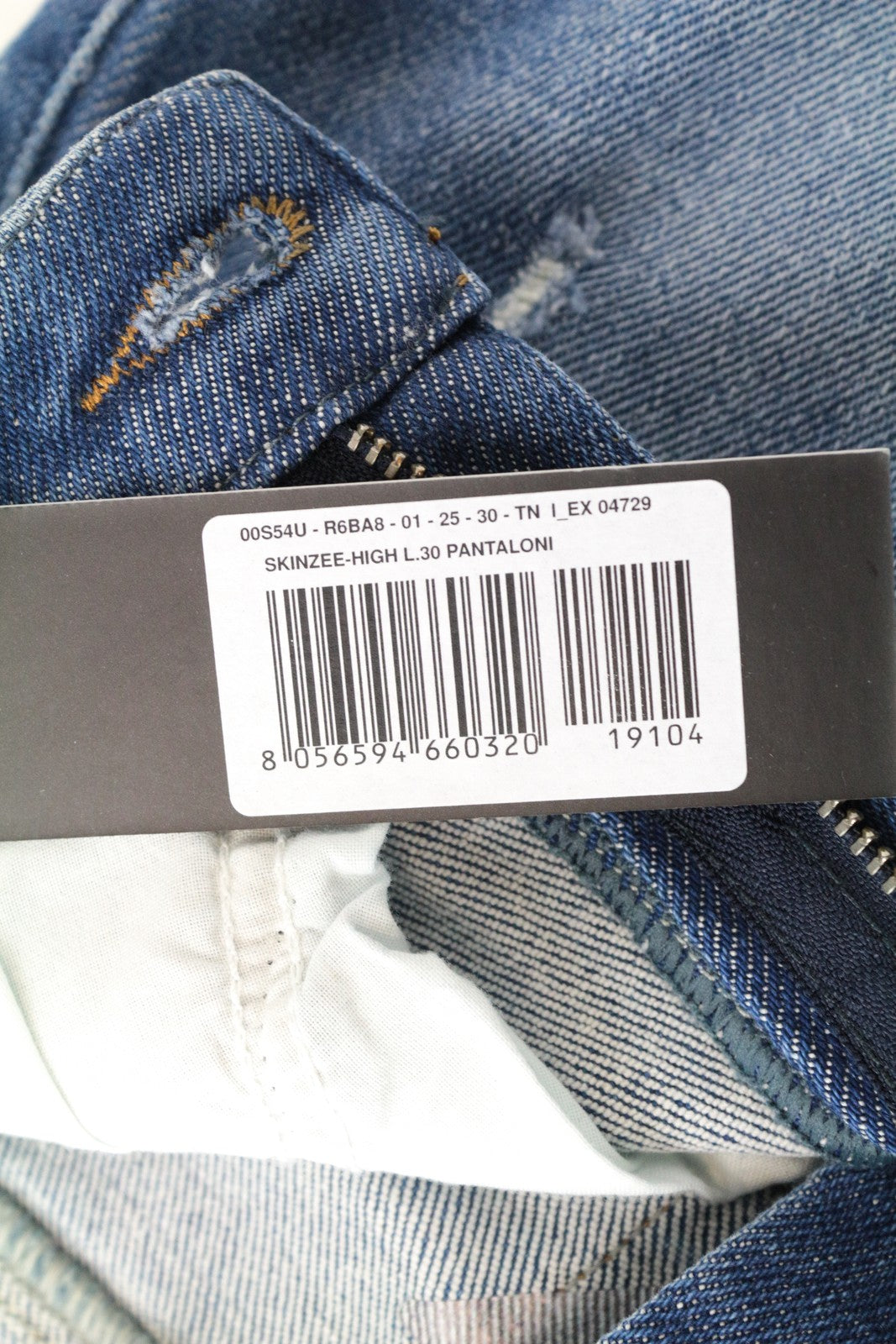 DIESEL Skinzee-High R6BA8 W25/L30 Slim Stretch Skinny moteriški džinsai mėlyni 