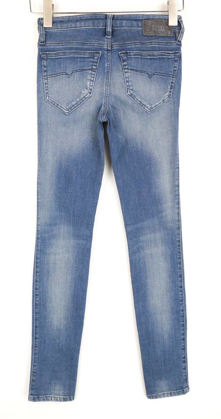 DIESEL Skinzee R4MU8 W25/L30 mėlyni aptempti džinsai moterims, ploni medvilniniai tamprūs džinsai