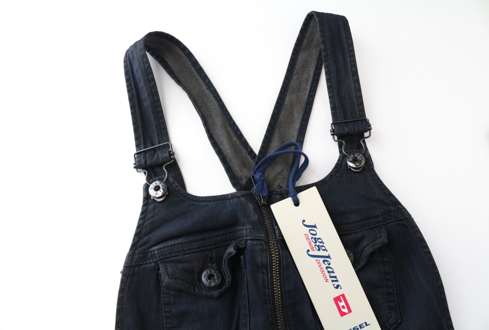 DIESEL Jeide-NE 0848J 2XS Jogg Skinny Fit Tamsiai mėlynas moteriškas kombinezonas su gobtuvu 