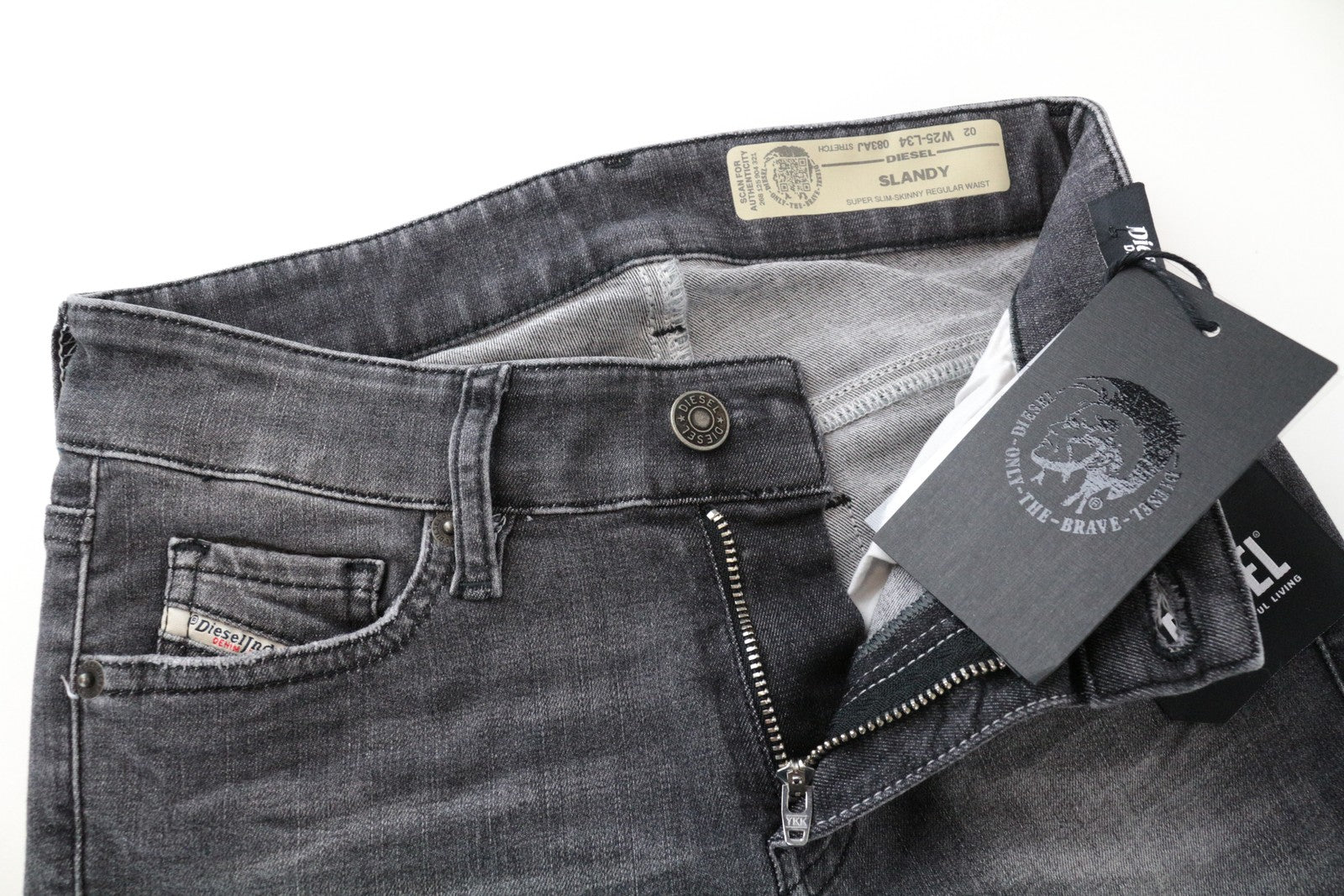 DIESEL Slandy 083AJ W25/L34 pilki, ploni, aptempti, medvilniniai moteriški džinsai 
