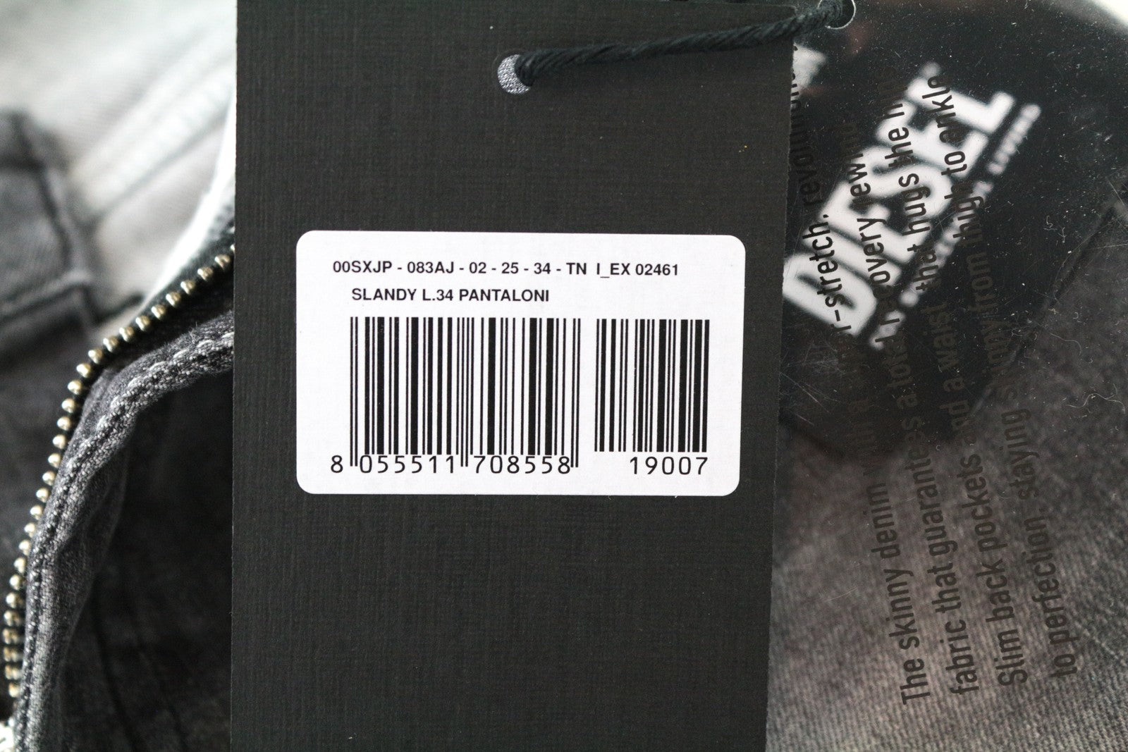 DIESEL Slandy 083AJ W25/L34 pilki, ploni, aptempti, medvilniniai moteriški džinsai 