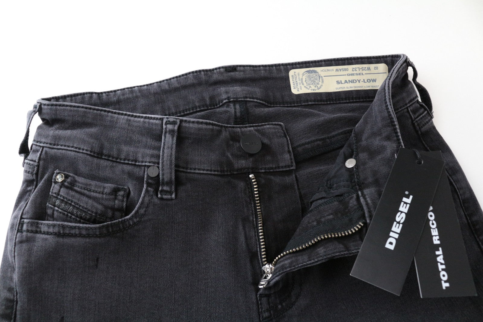 DIESEL Slandy-Low 085AW W25/L32 Skinny Super Slim Fit tamprūs pilki moteriški džinsai 