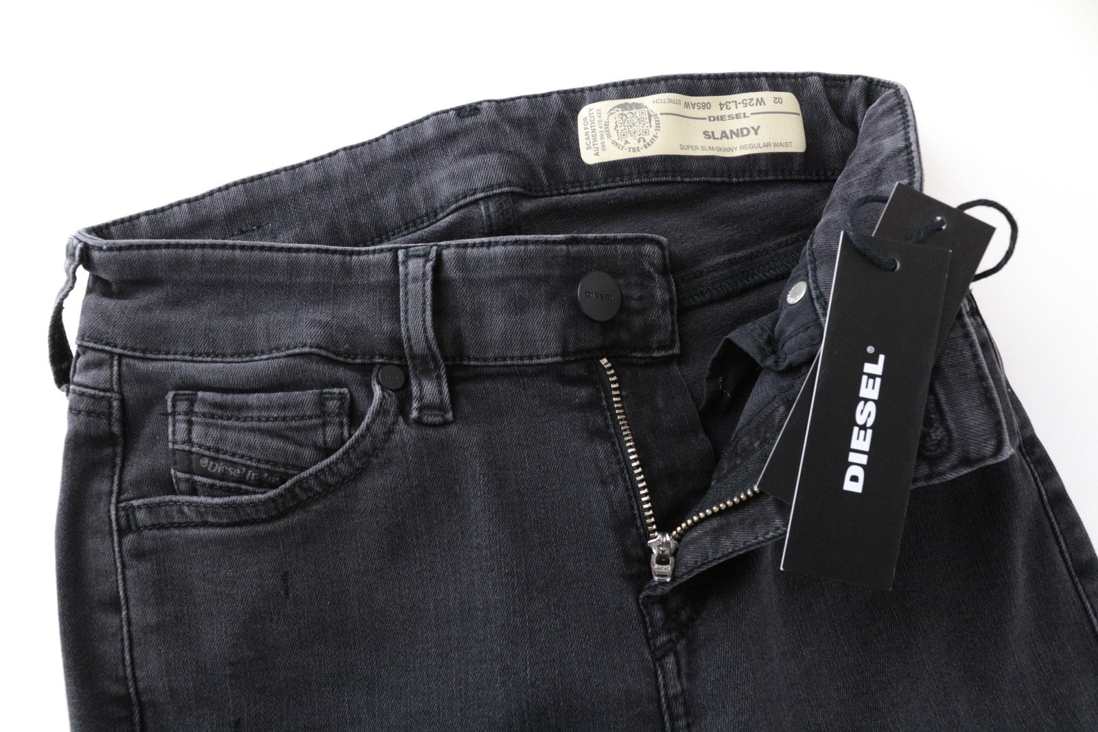 DIESEL Slandy-Low 085AW W25/L34 Slim Stretch Fit pilki aptempti moteriški džinsai 