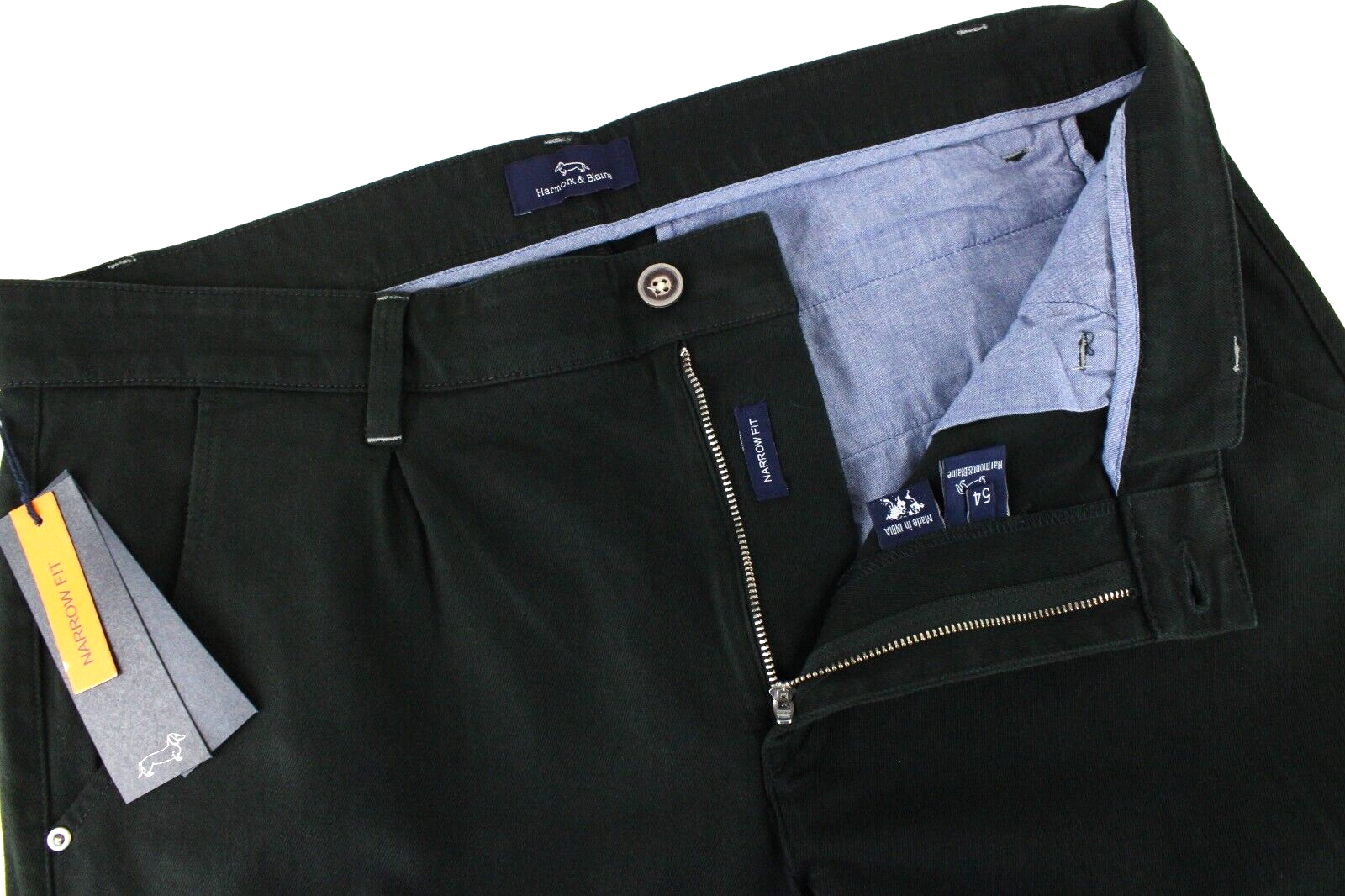 Harmont & Blaine Mens Pants 54 Black Cotton Stretch Narrow  Slit Pockets