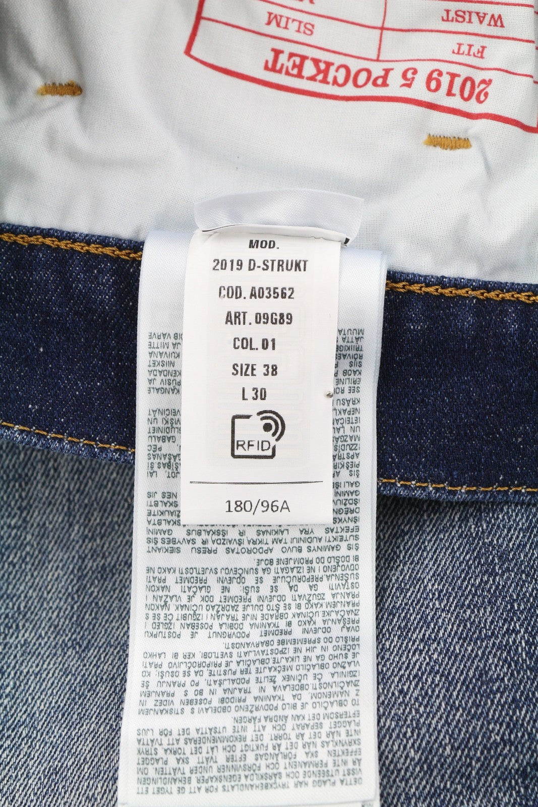 DIESEL 2019 D-Strukt 09G89 vyriški džinsai W38/L30 Slim mėlyni plėšyti džinsai RMK 325 € 