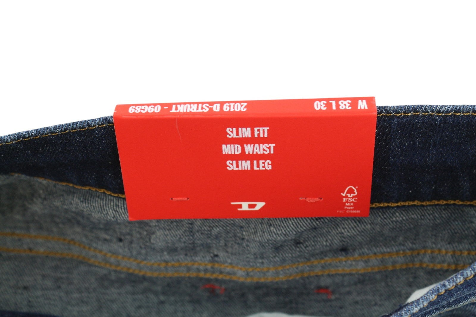 DIESEL 2019 D-Strukt 09G89 vyriški džinsai W38/L30 Slim mėlyni plėšyti džinsai RMK 325 € 