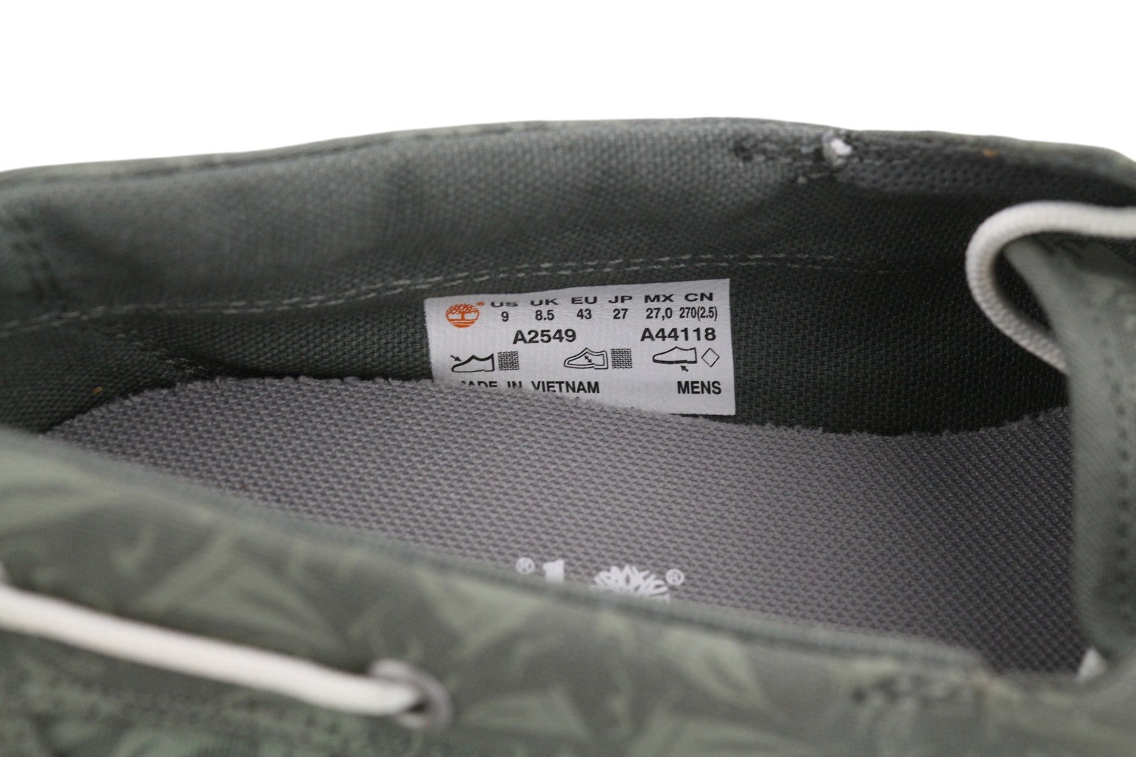 TIMBERLAND A2549 vyriški batai, pilki, raštuoti, tekstiliniai, valties formos, migdolų noselės, suvarstomi. 