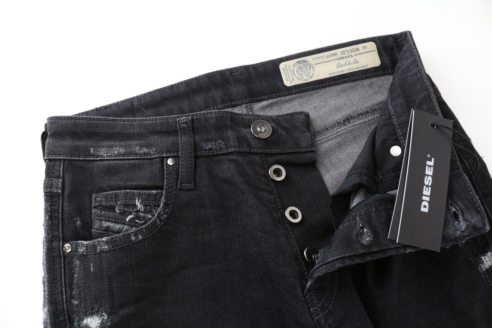 DIESEL Babhila 084YT W25/L32 tamprūs pilki medvilniniai aptempti moteriški džinsai 