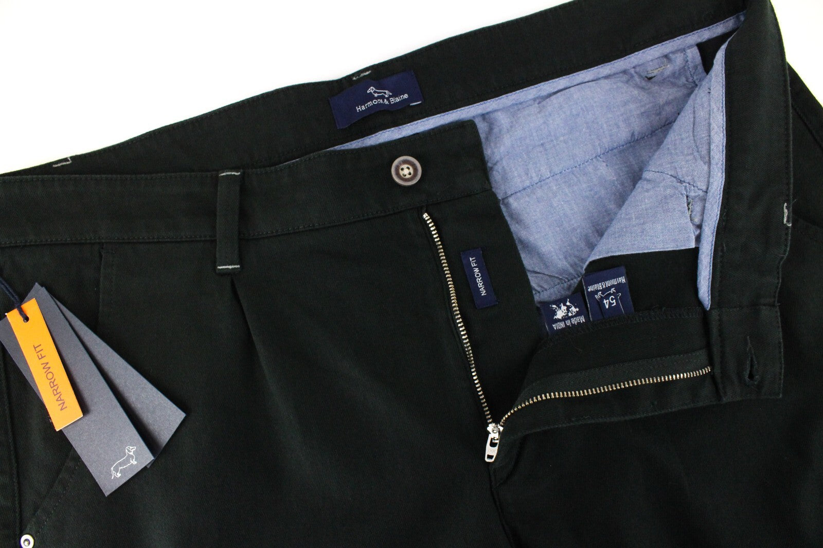 Harmont & Blaine Mens Trousers 54 Dark Green Slim  Stretch Chino Styled