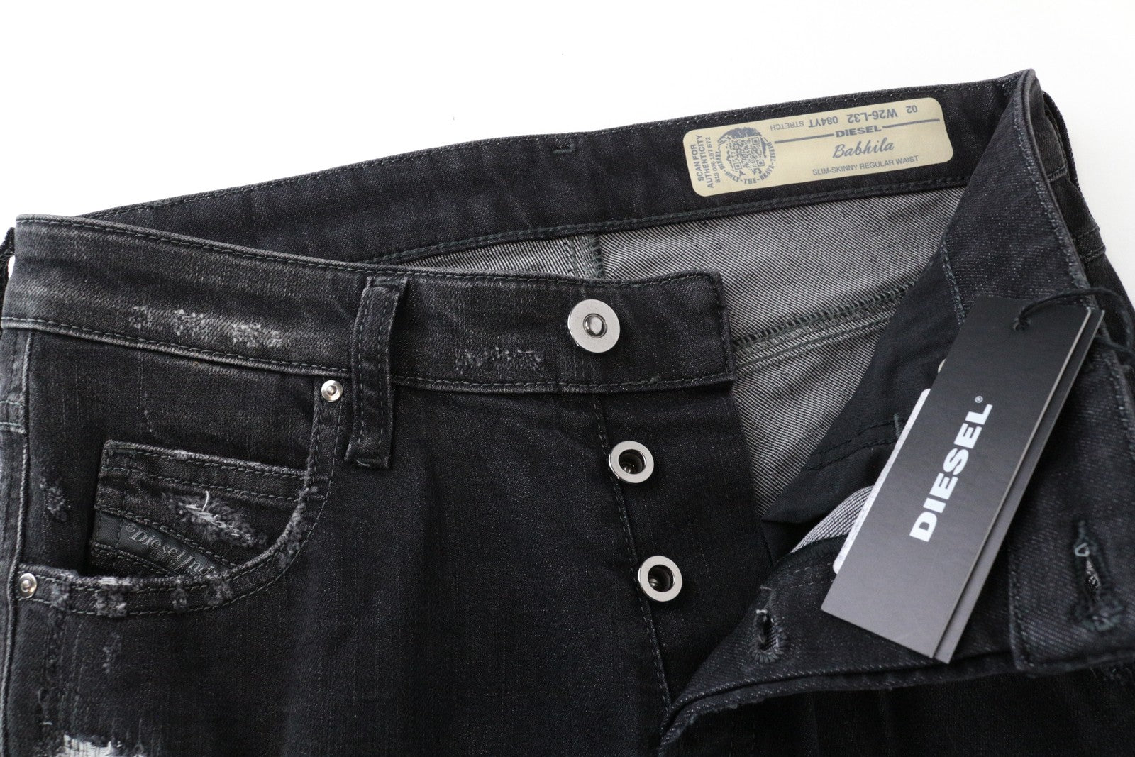 DIESEL Babhila 084YT Grey Slim Jeans W26/L32 Stretch Casual Fit for Women's