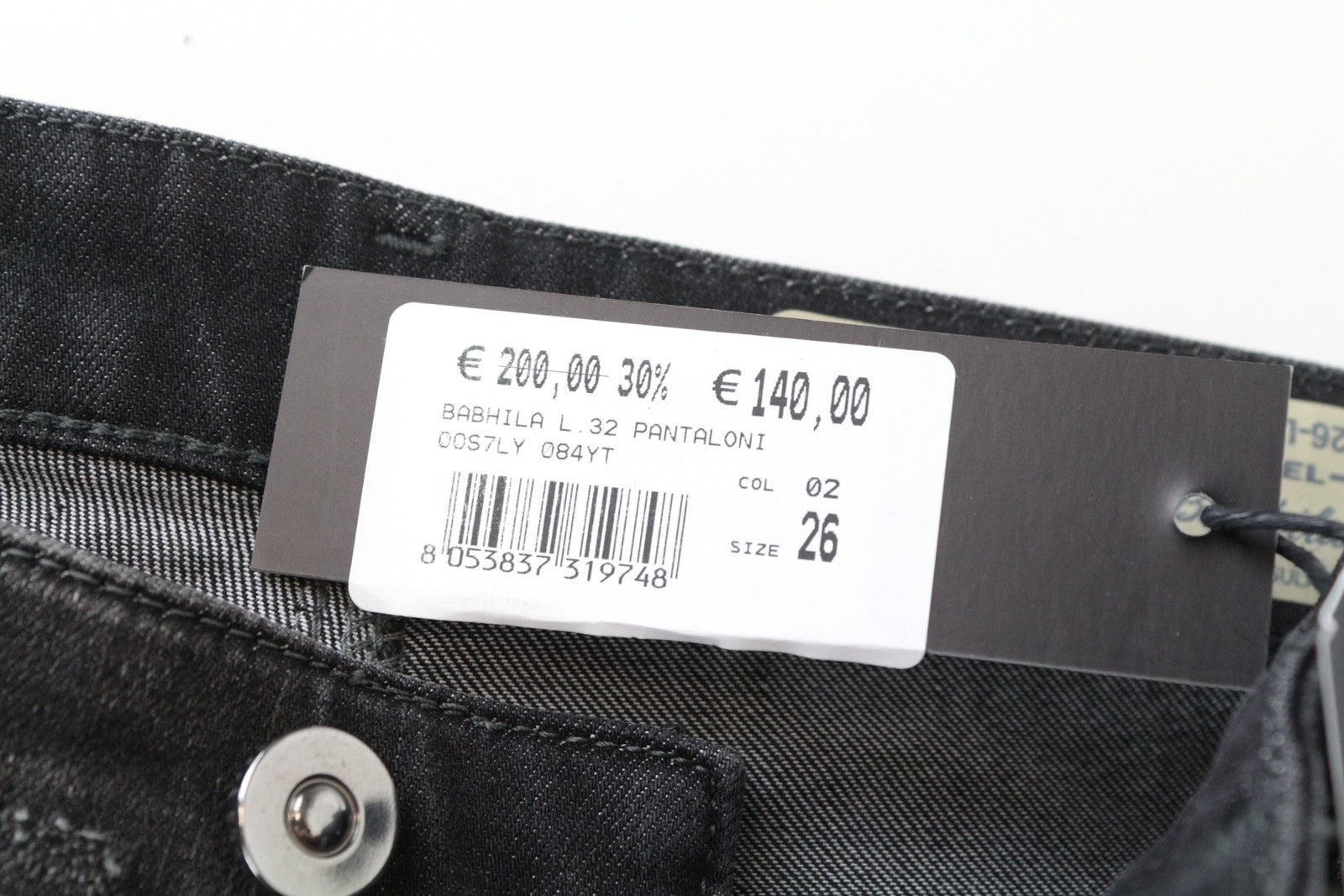 DIESEL Babhila 084YT Grey Slim Jeans W26/L32 Stretch Casual Fit for Women's