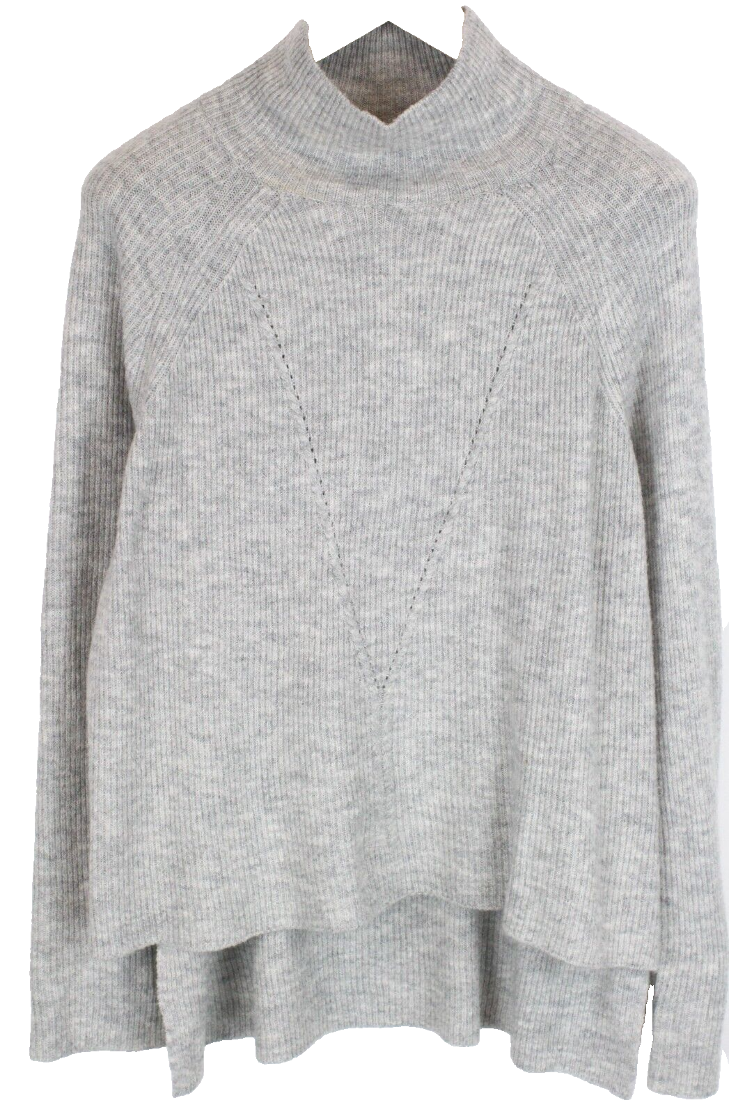 Vero Moda Womens Sweater XL Grey Melange High Neck Long Back Tight-Knitted