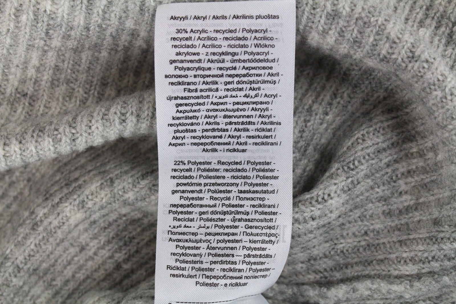 Vero Moda Womens Sweater XL Grey Melange High Neck Long Back Tight-Knitted