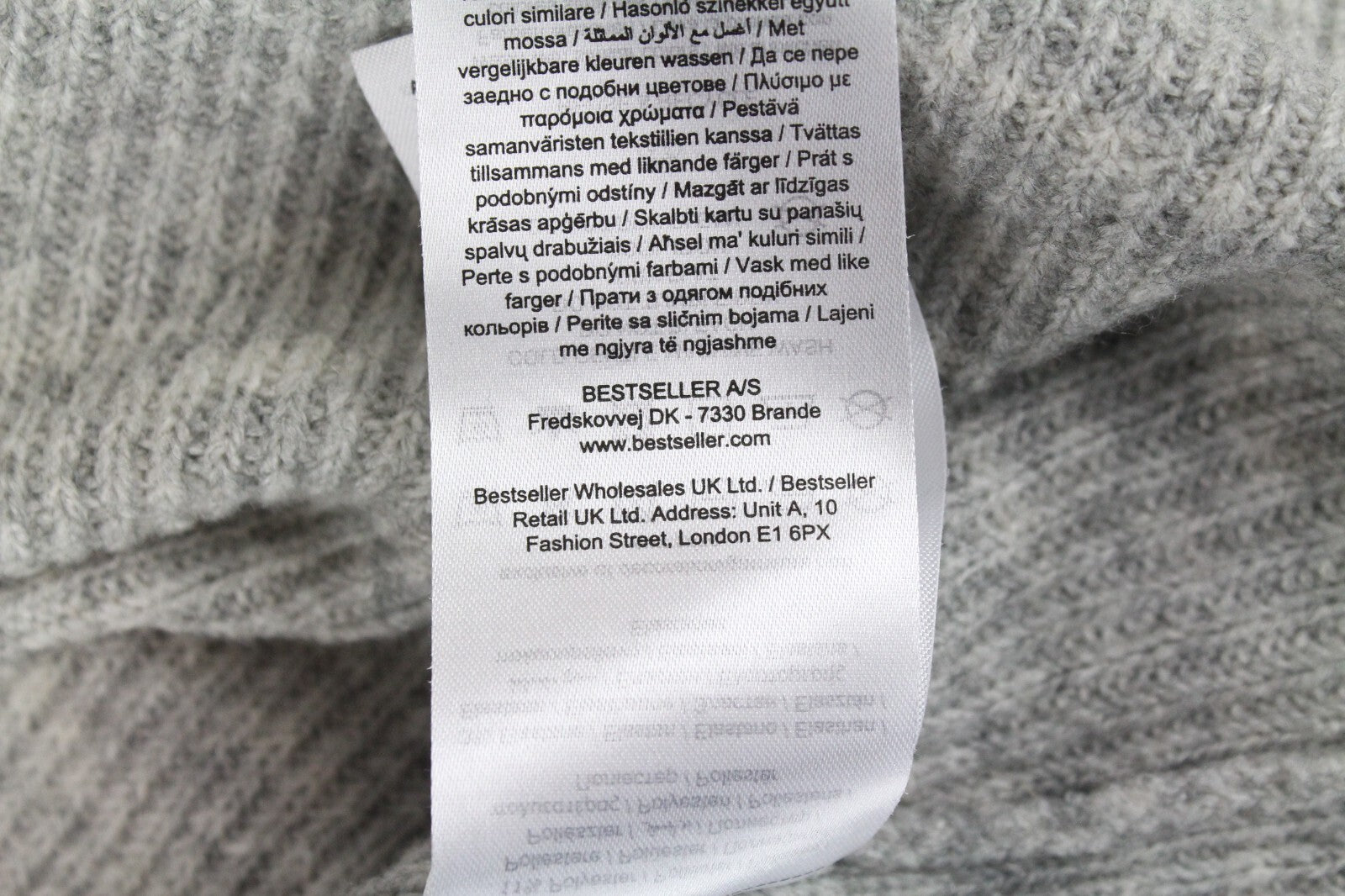 Vero Moda Womens Sweater XL Grey Melange High Neck Long Back Tight-Knitted