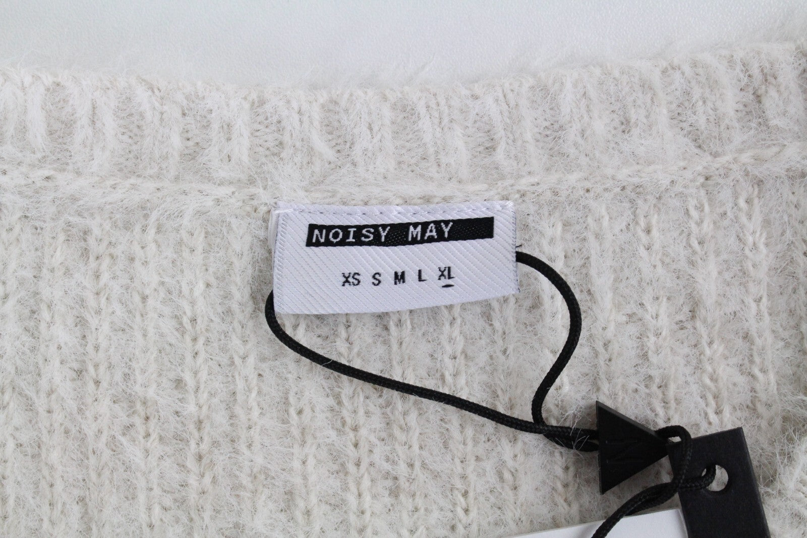 Noisy May Womens Jumper XL Fairy Off-White Tall Tight-Knitted Crew Neck