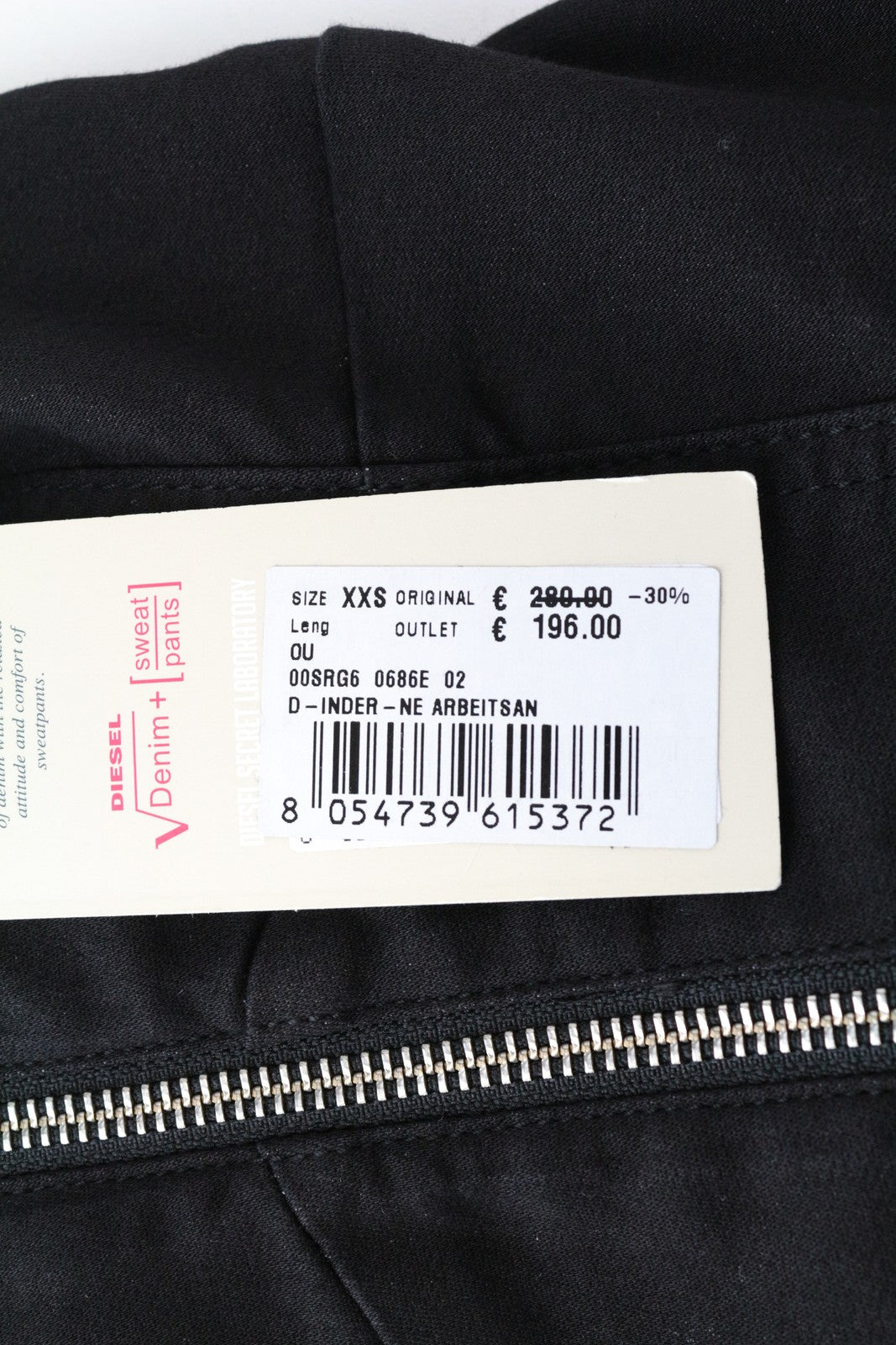 DIESEL D-Inder-Ne 0686E XS juodas tamprus moteriškas kombinezonas siaurėjantis jogg stiliaus 