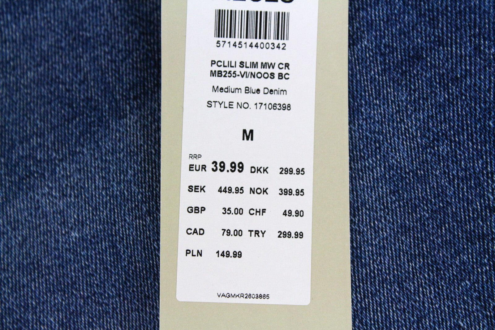 Moteriški džinsai „Pieces“ ploni, mėlyni, vidutinio juosmens, skalbtos medvilnės tamprės 