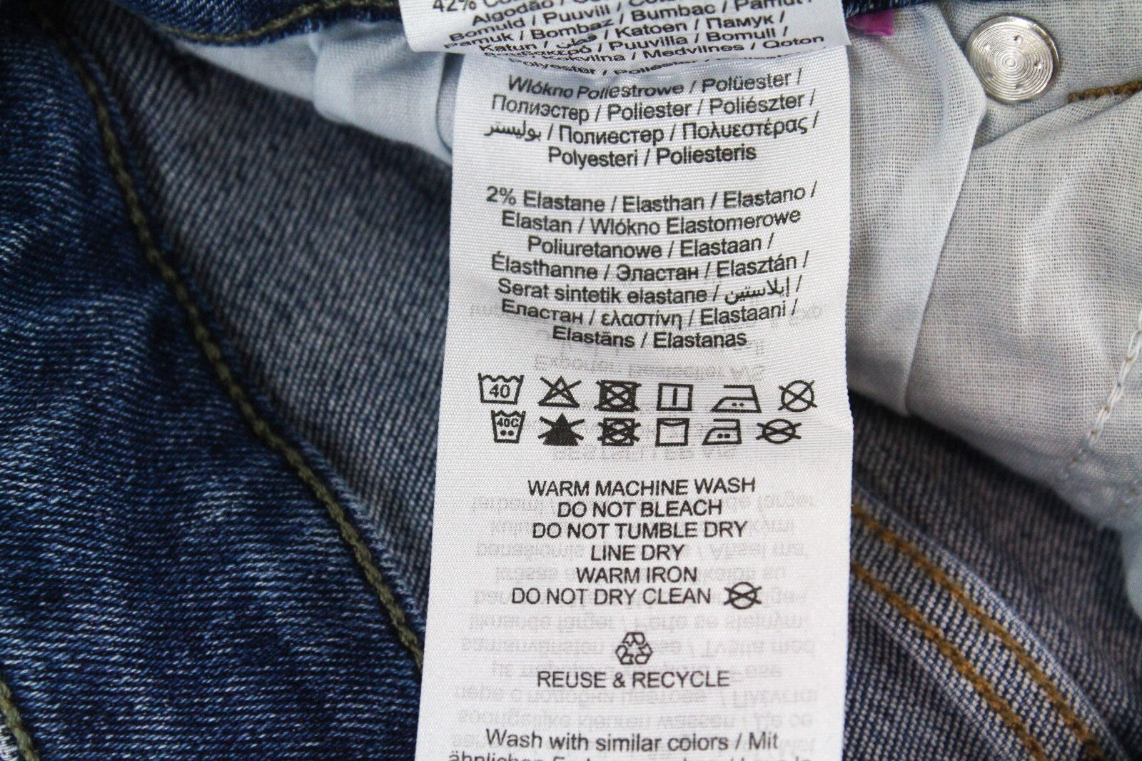 Moteriški džinsai „Pieces“ ploni, mėlyni, vidutinio juosmens, skalbtos medvilnės tamprės 