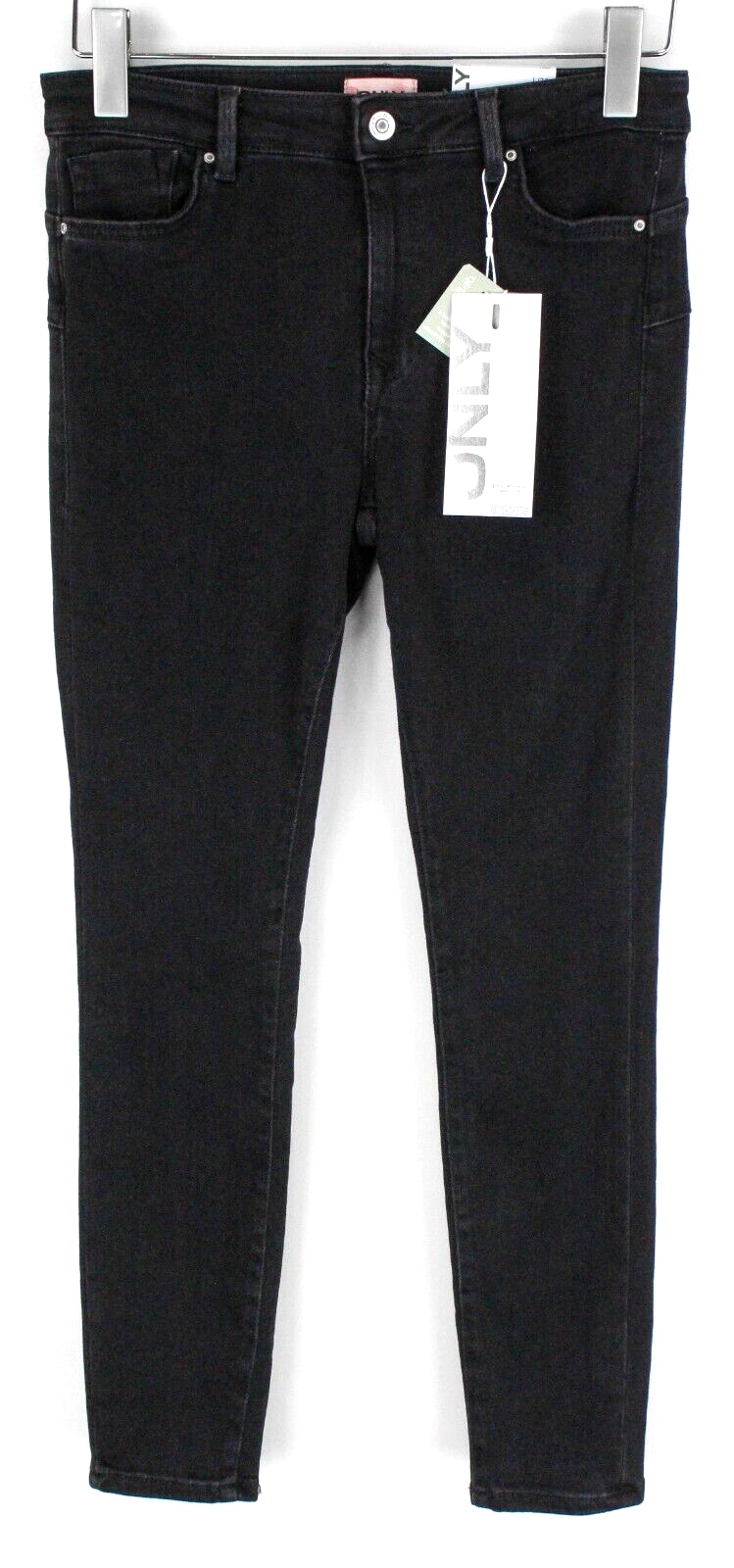 Only Womens Black Jeans L Skinny Stretch Cotton Mid Waist Power Push