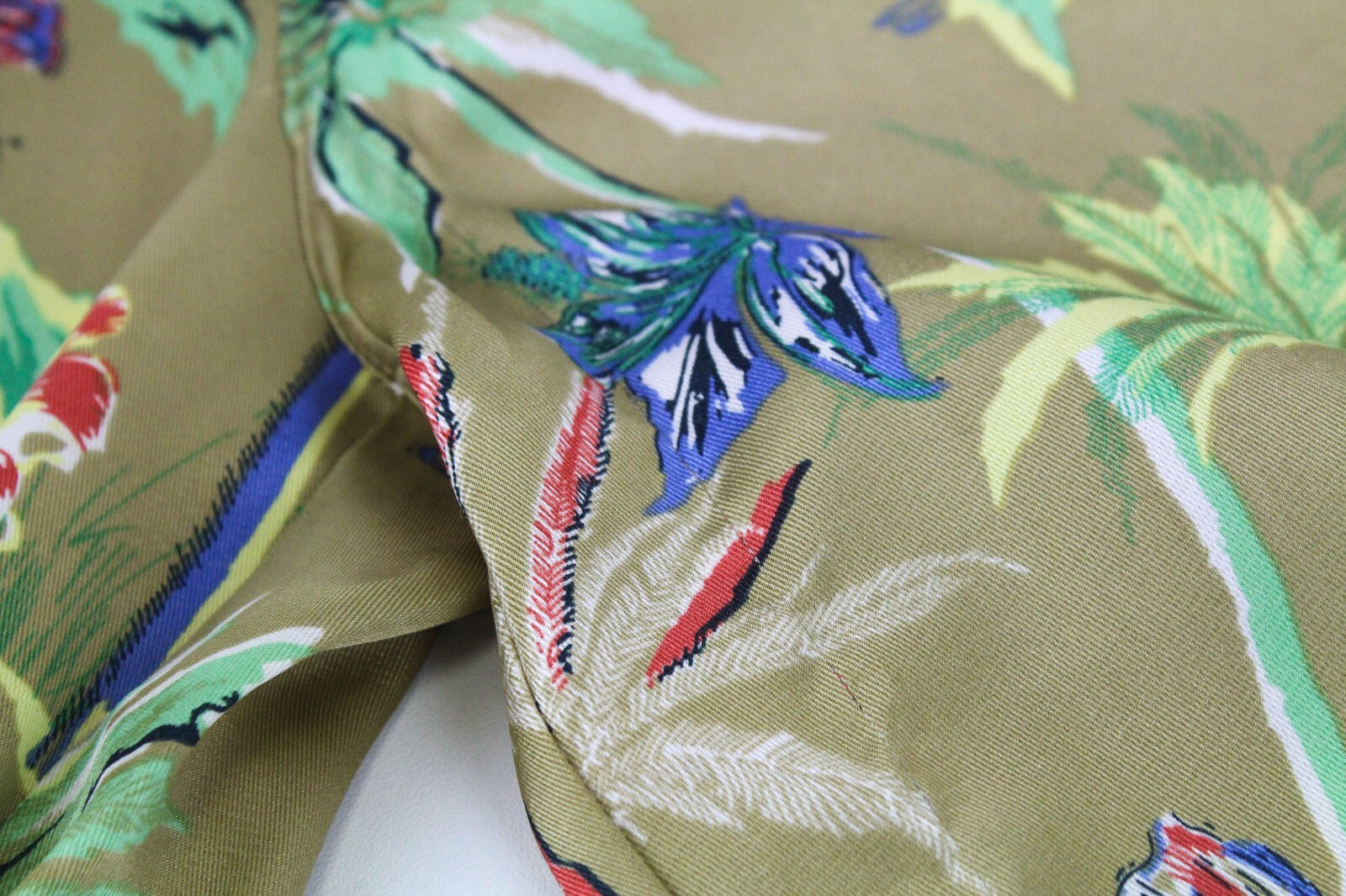 Maison Scotch Womens Pants XS Green Palm Flower Pleated Patterned Pull-On