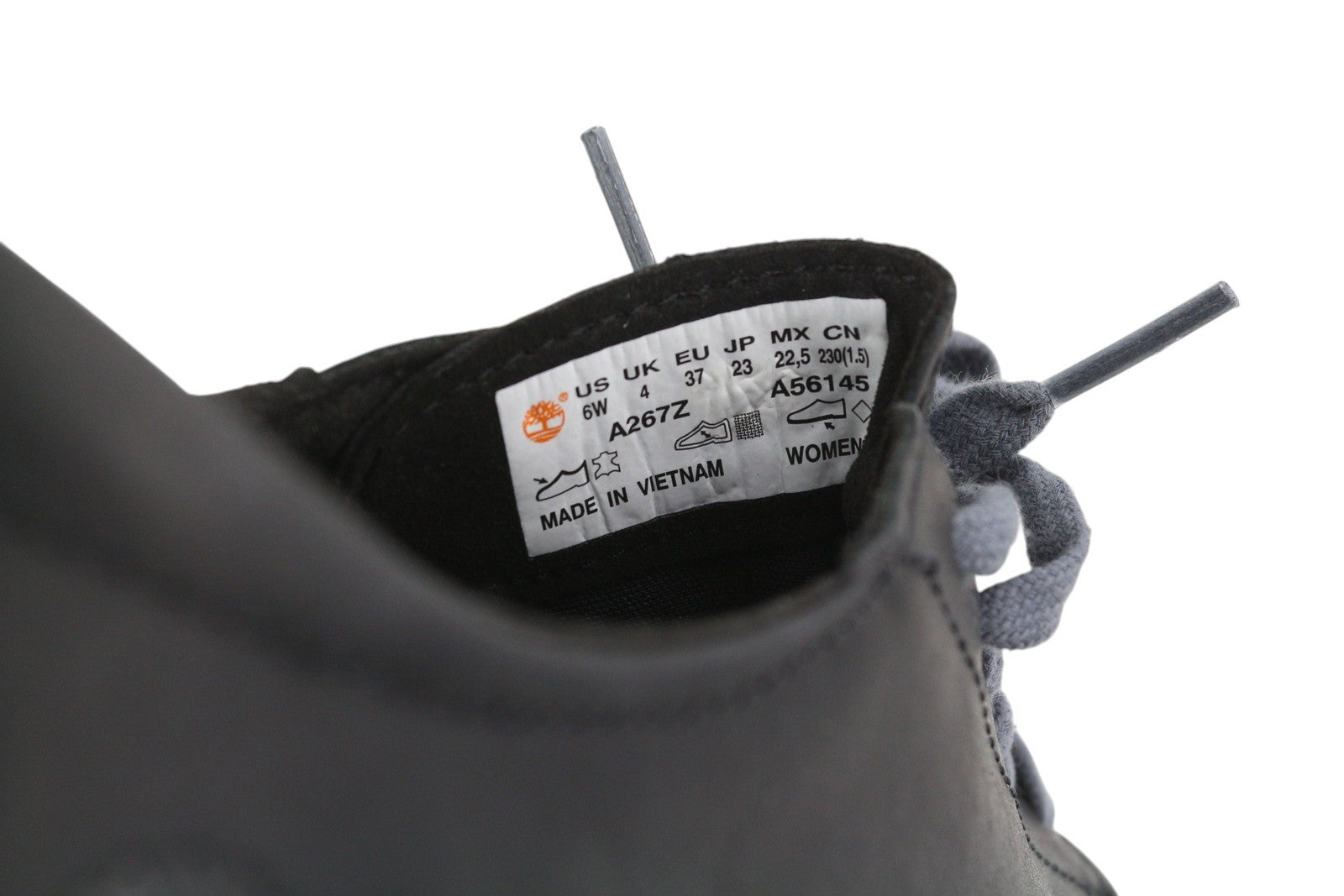 TIMBERLAND A267Z moteriški sportbačiai, 37 dydžio, juodos odos, migdolų nosimis, suvarstyti. 