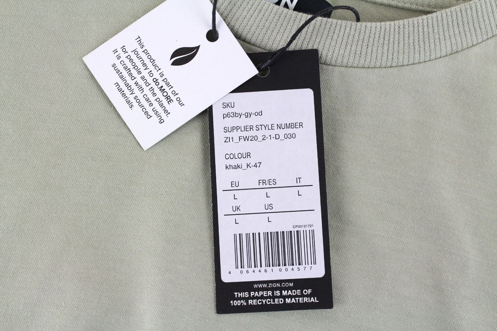 Zign moteriškas trumpintas džemperis L dydžio šviesiai žalias ilgomis rankovėmis medvilninis megztinis 