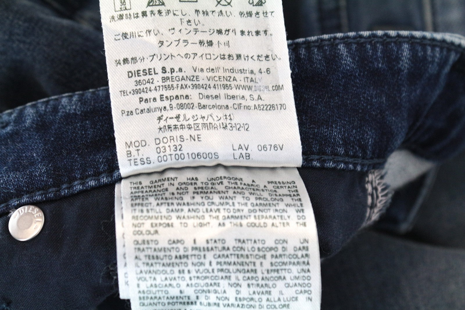 DIESEL Doris-Ne 0676V W27 Jogg mėlyni dirbtinio intelekto moteriški ploni, tamprūs džinsai 