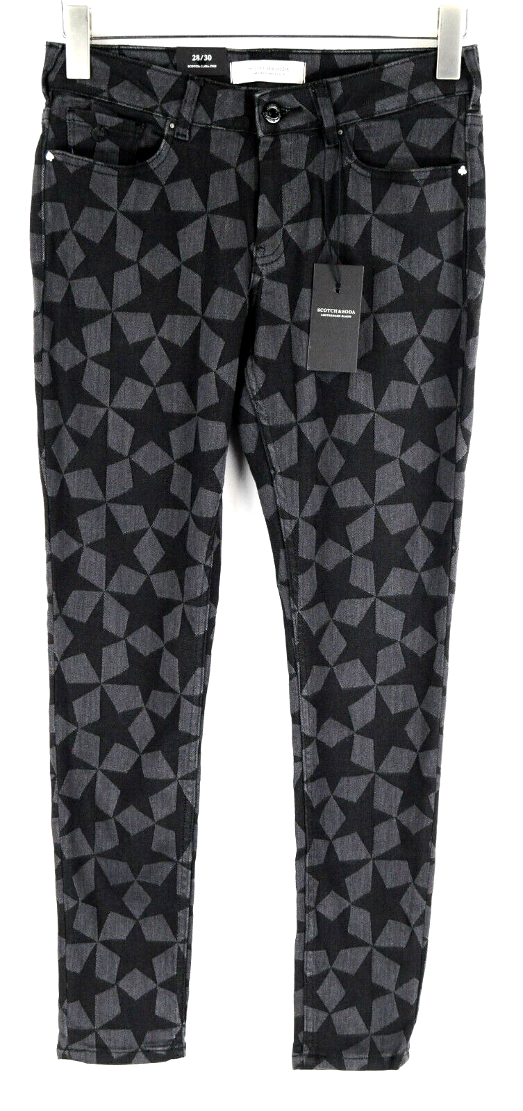 „Scotch &amp; Soda“ moteriškos džinsinės kelnės W28/L30 pilkos, aptemptos, žvaigždės rašto 