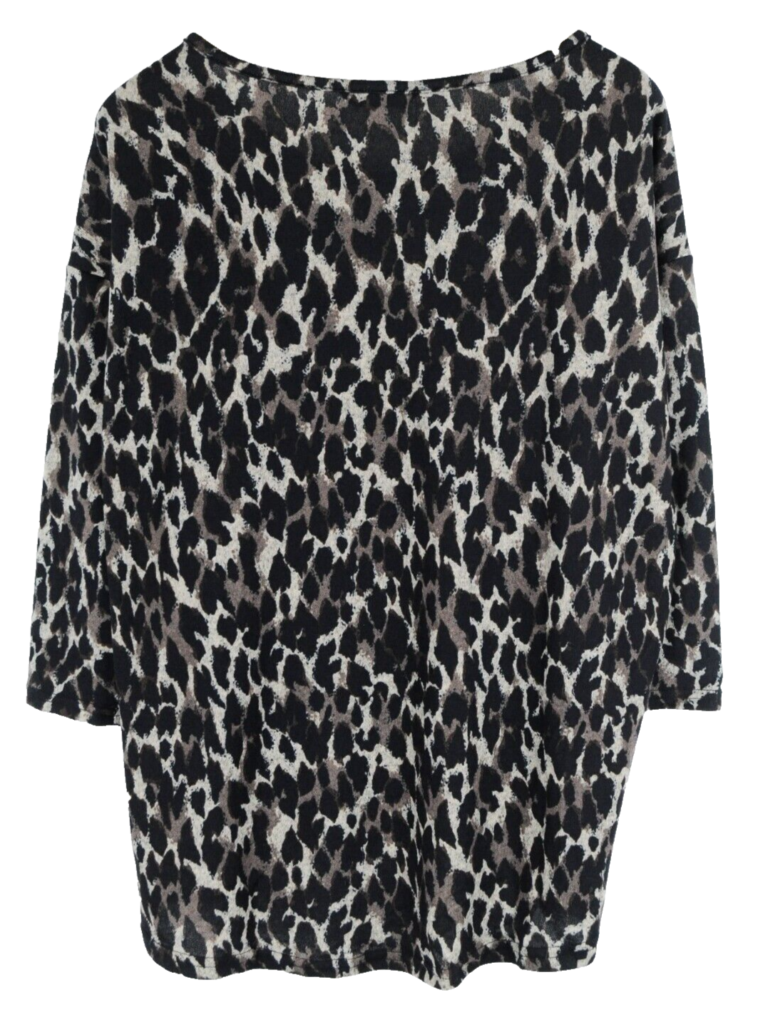 Only Womens T-Shirt M Black Brown Stretch Pullover Round Neck Animal Print