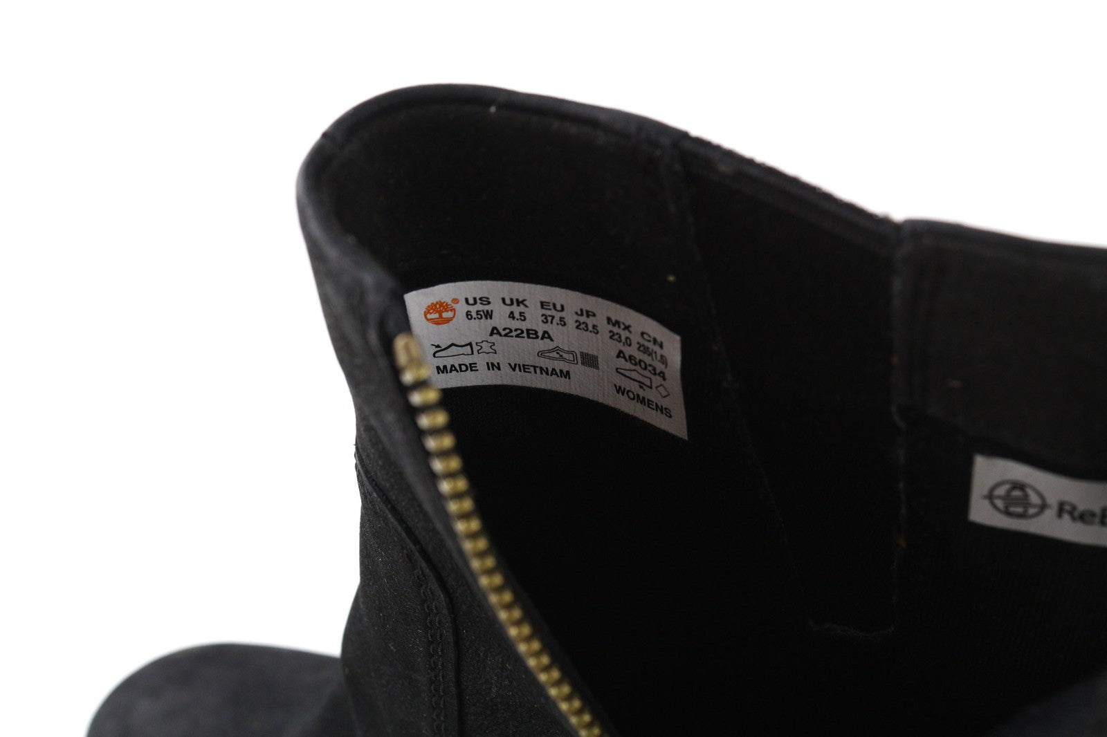 TIMBERLAND A22BA-A6034 moteriški batai EU37/37.5 juodi odiniai užtrauktuku užsegami aukštakulniai 