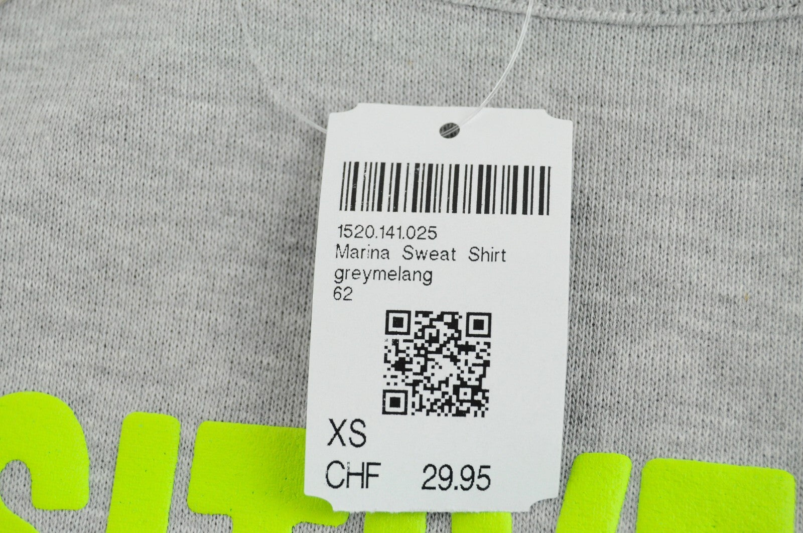 DNN moteriškas džemperis pilkas ilgomis rankovėmis su medvilniniu užrašu XS dydžio 